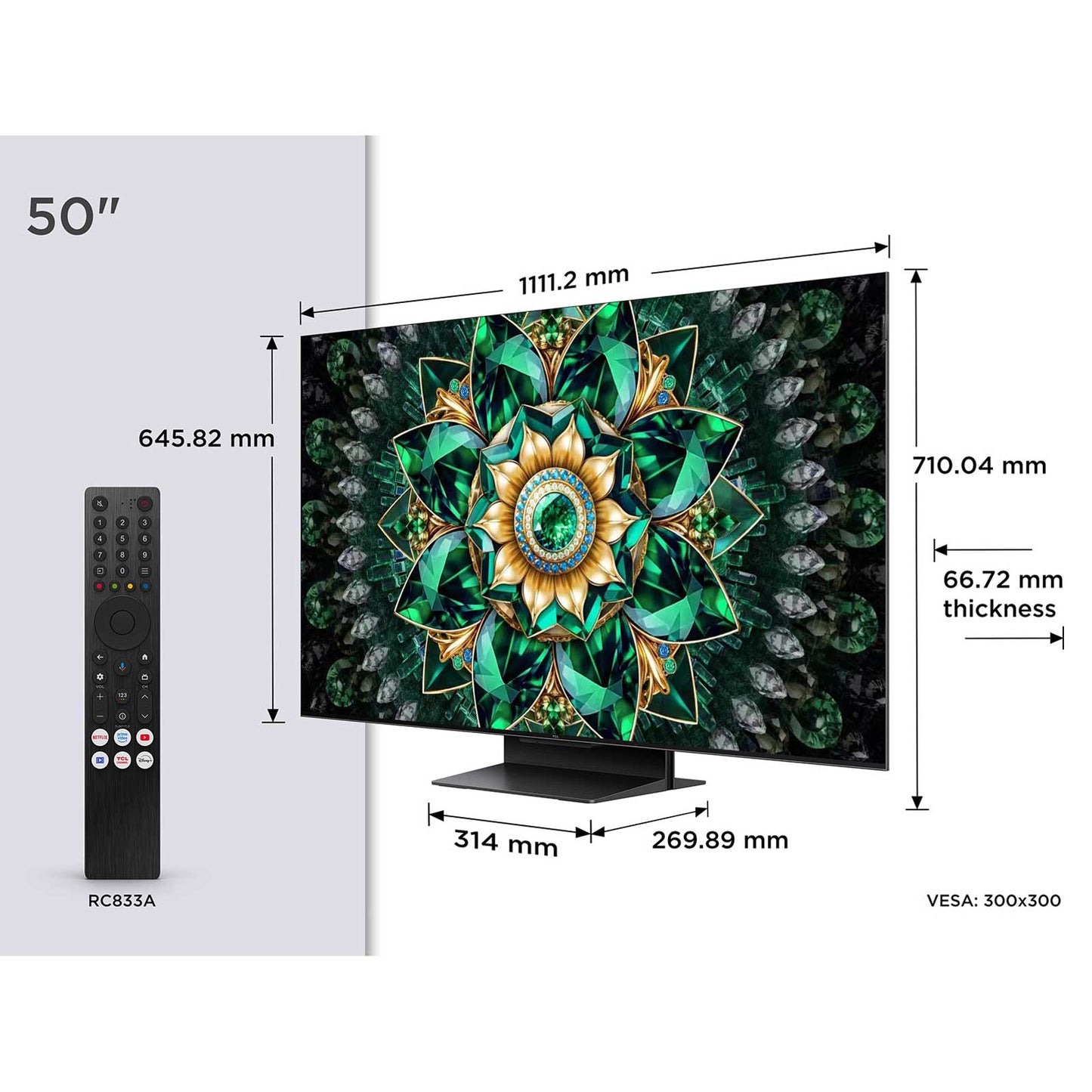 TCL 50Q7C-UK Dimensions