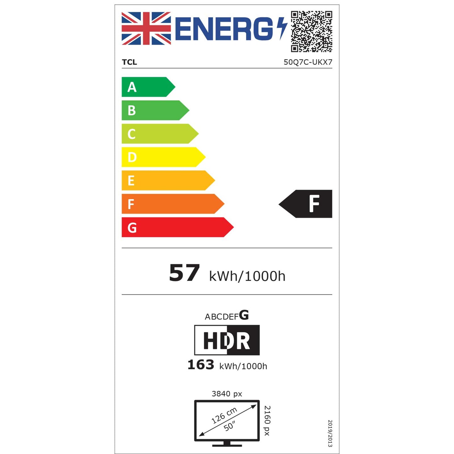 TCL 50Q7C-UK Energy Label