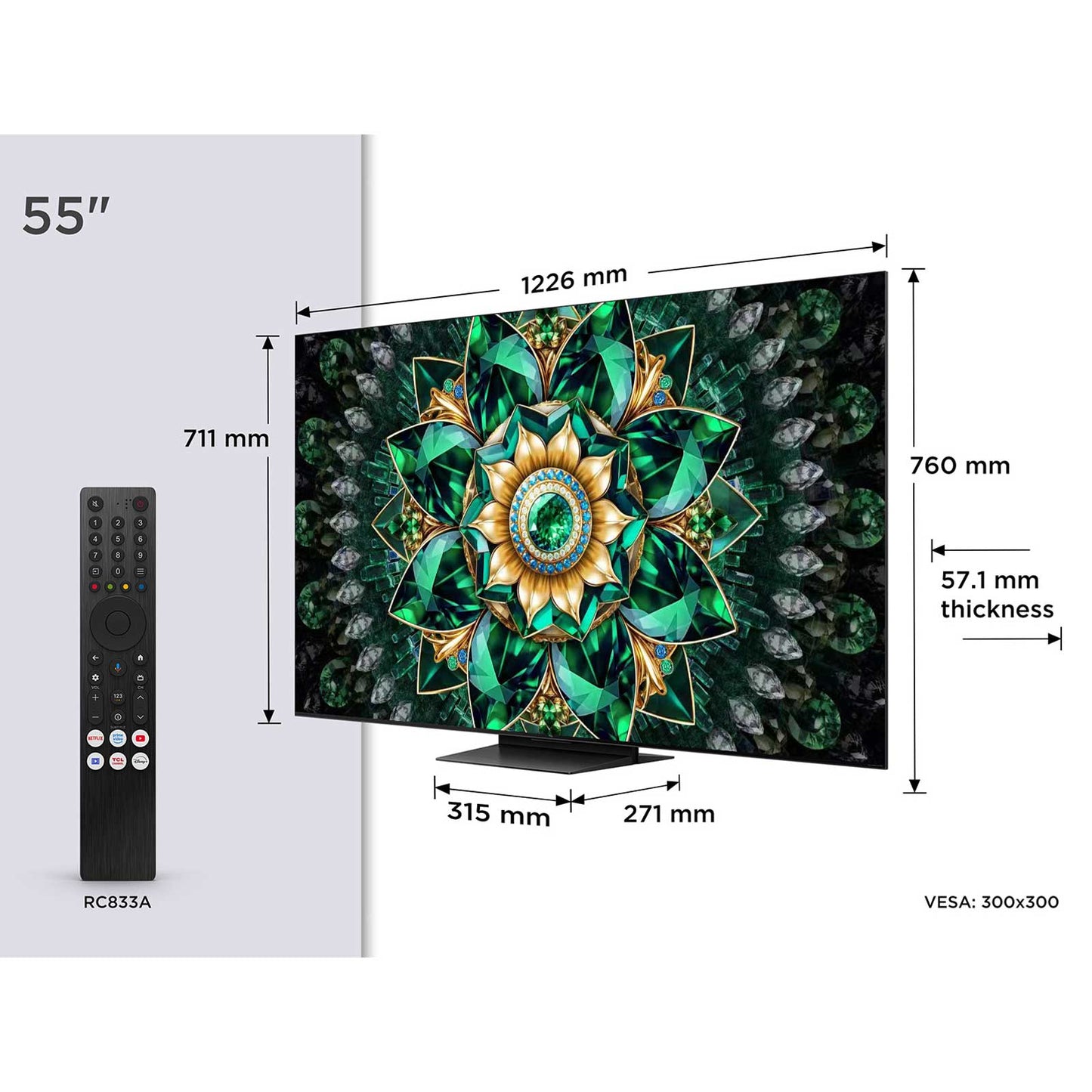 TCL 55Q7C-UK Dimensions