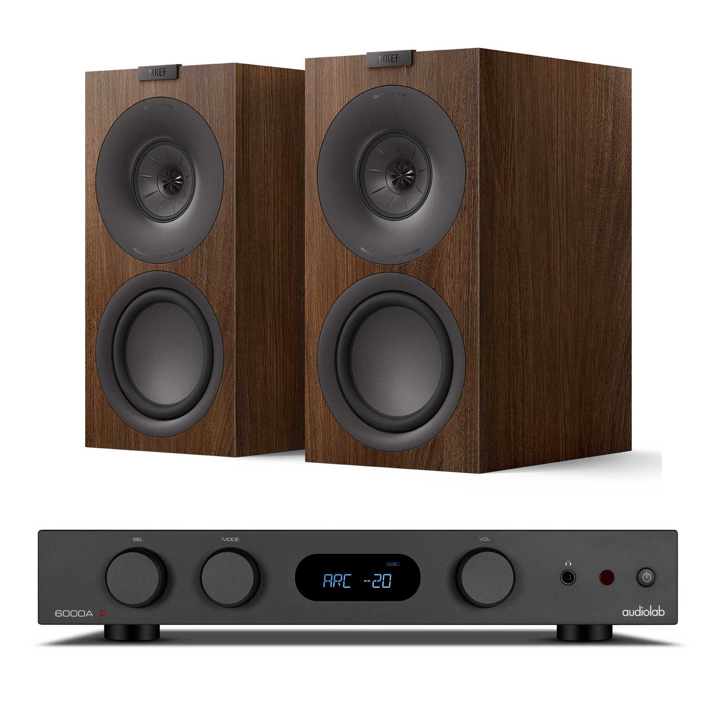 Audiolab 6000A MKII with KEF Q Concerto Meta Black / Walnut
