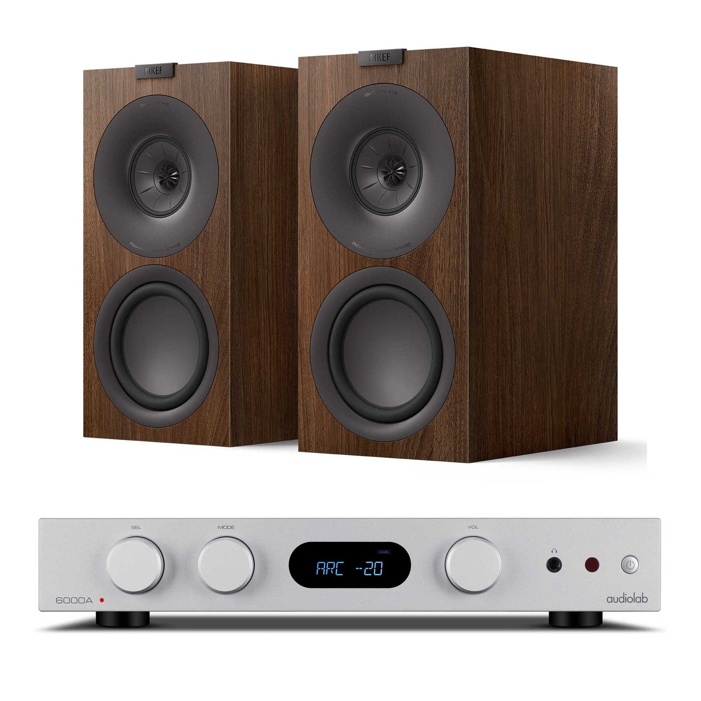 Audiolab 6000A MKII with KEF Q Concerto Meta Silver / Walnut