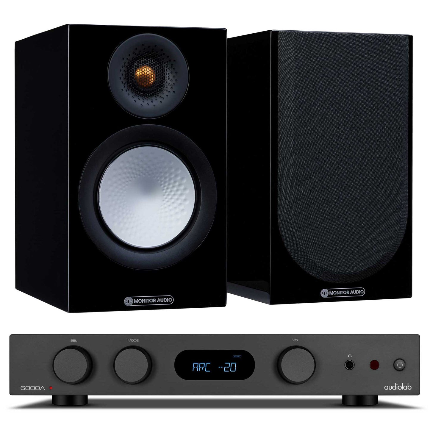 Audiolab 6000A MKII Black with Monitor Audio Silver 50 Gloss Black