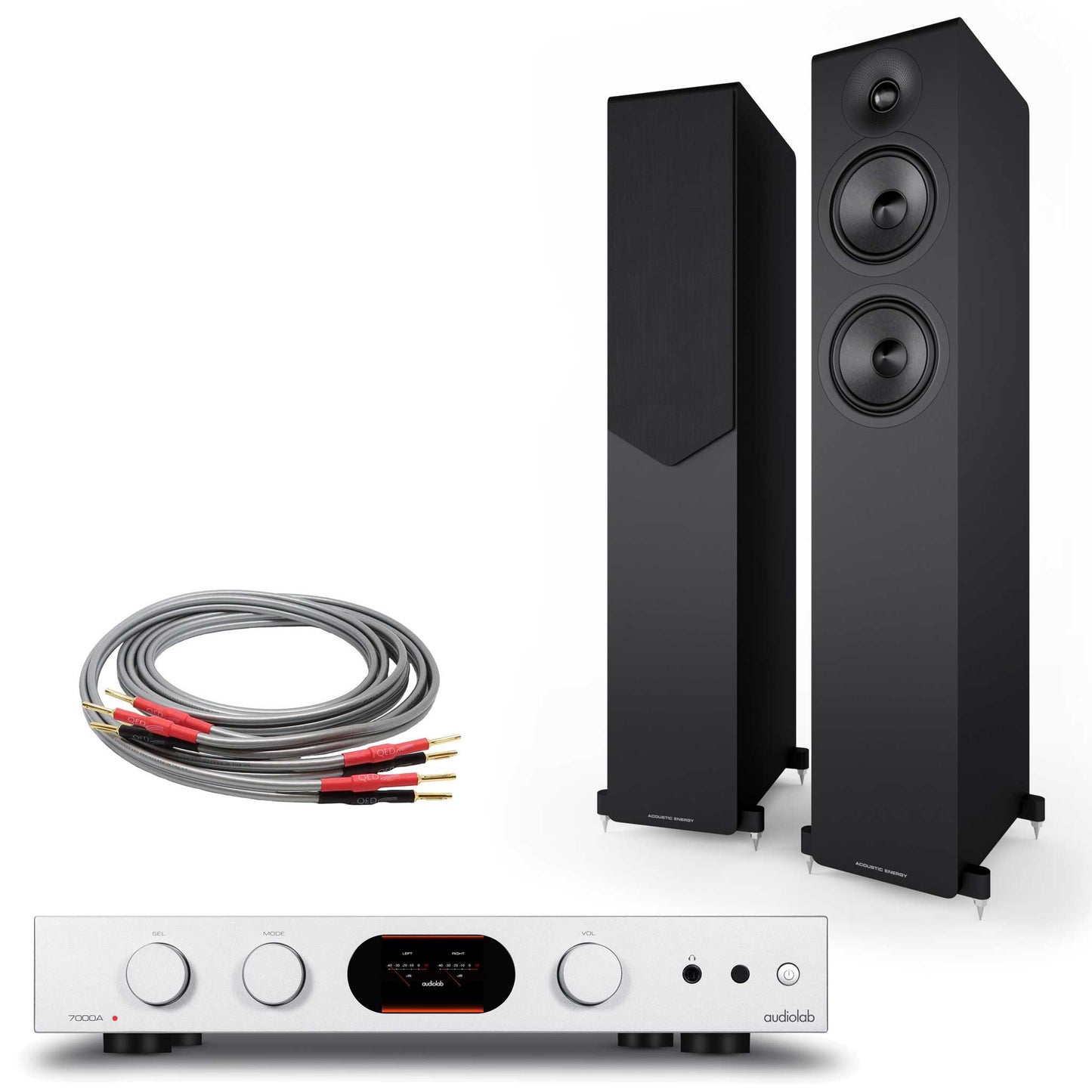Audiolab 7000A Silver with Acoustic Energy AE309² Matte Black