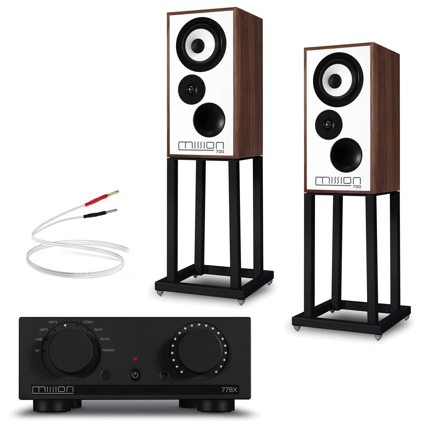 Mission 778x Black with Mission 700 Speakers Walnut