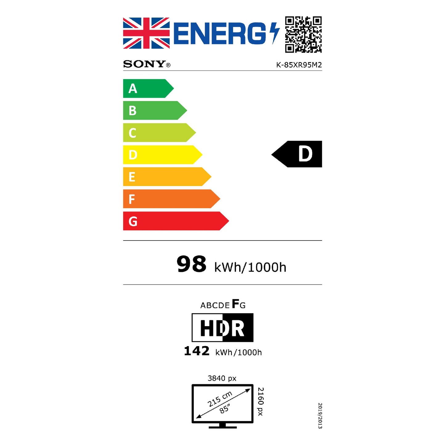 Sony BRAVIA 9 II 85 Energy Label