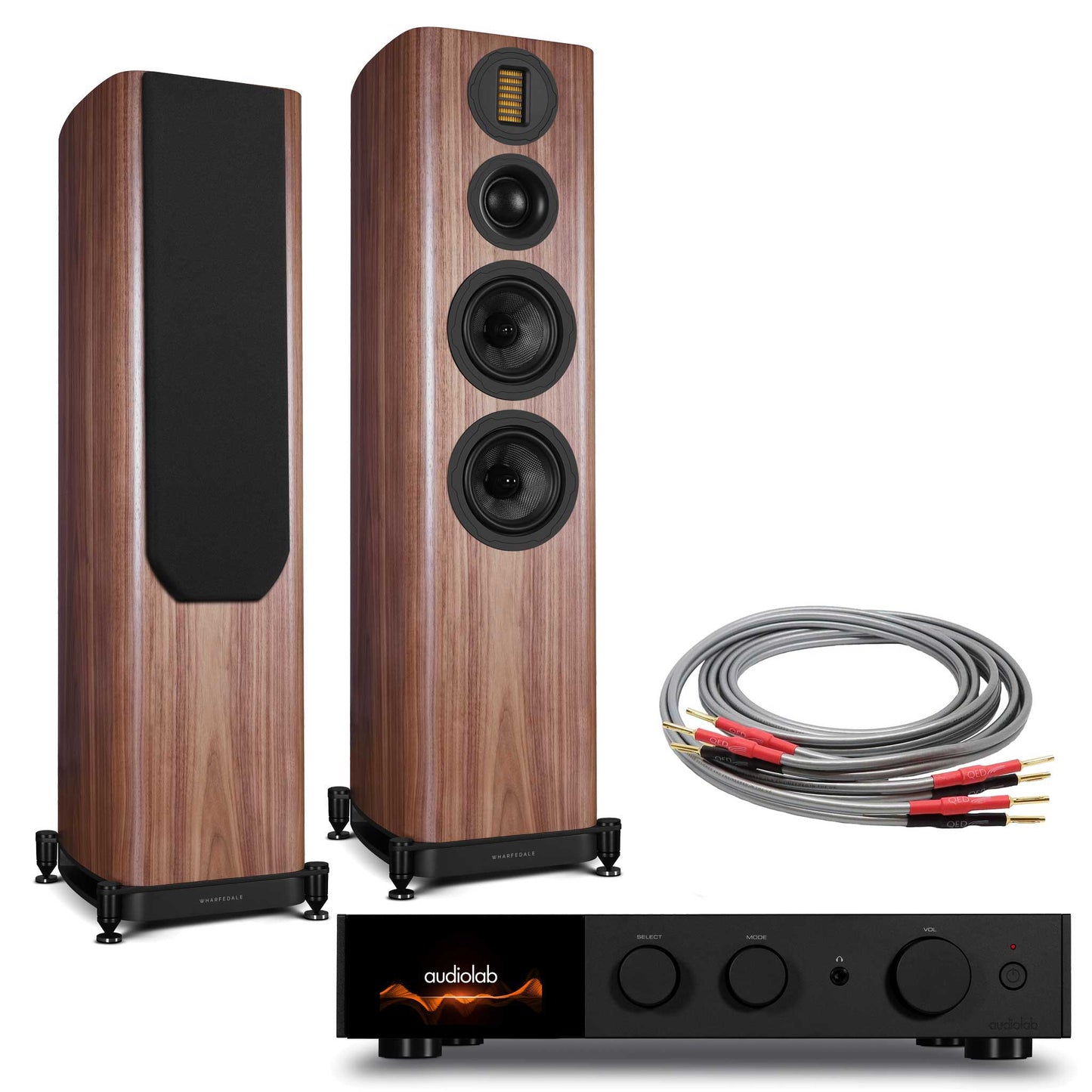 Audiolab 9000A Black with Wharfedale EVO 5.4 Walnut