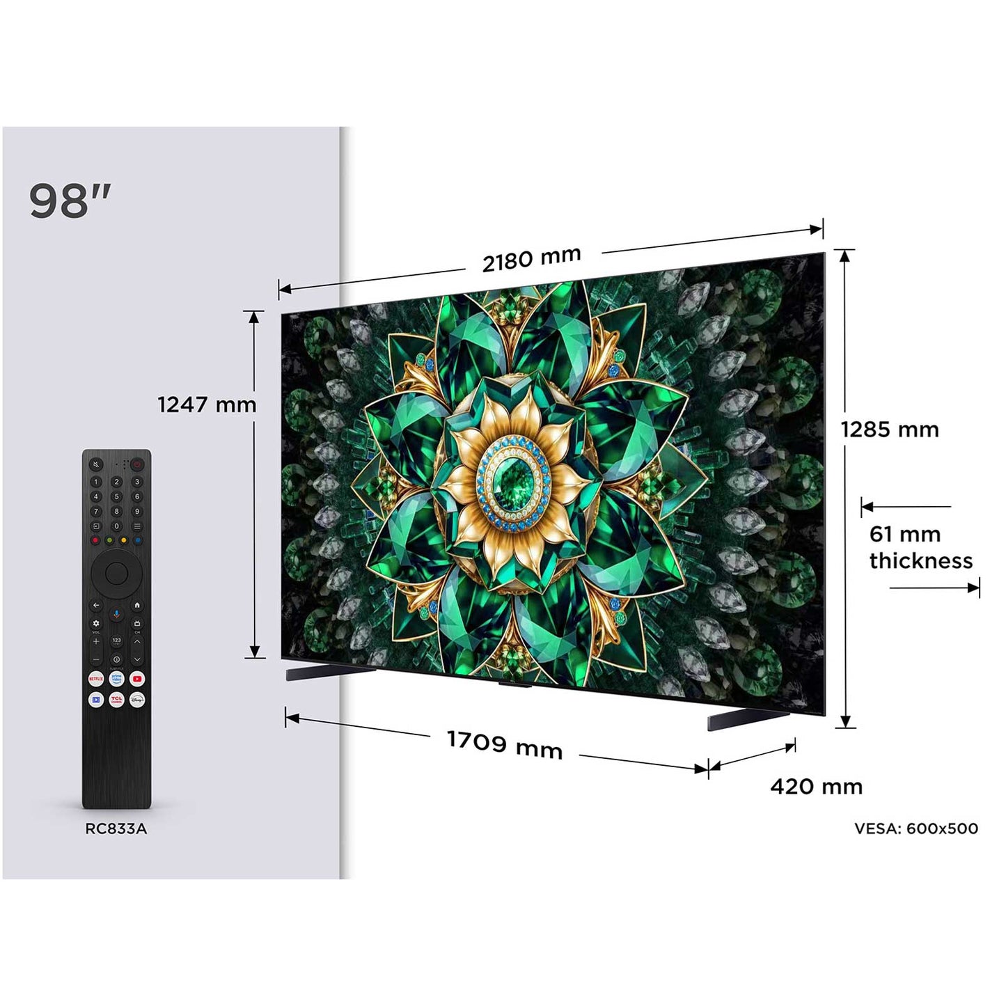 TCL 98Q7C-UK Dimensions