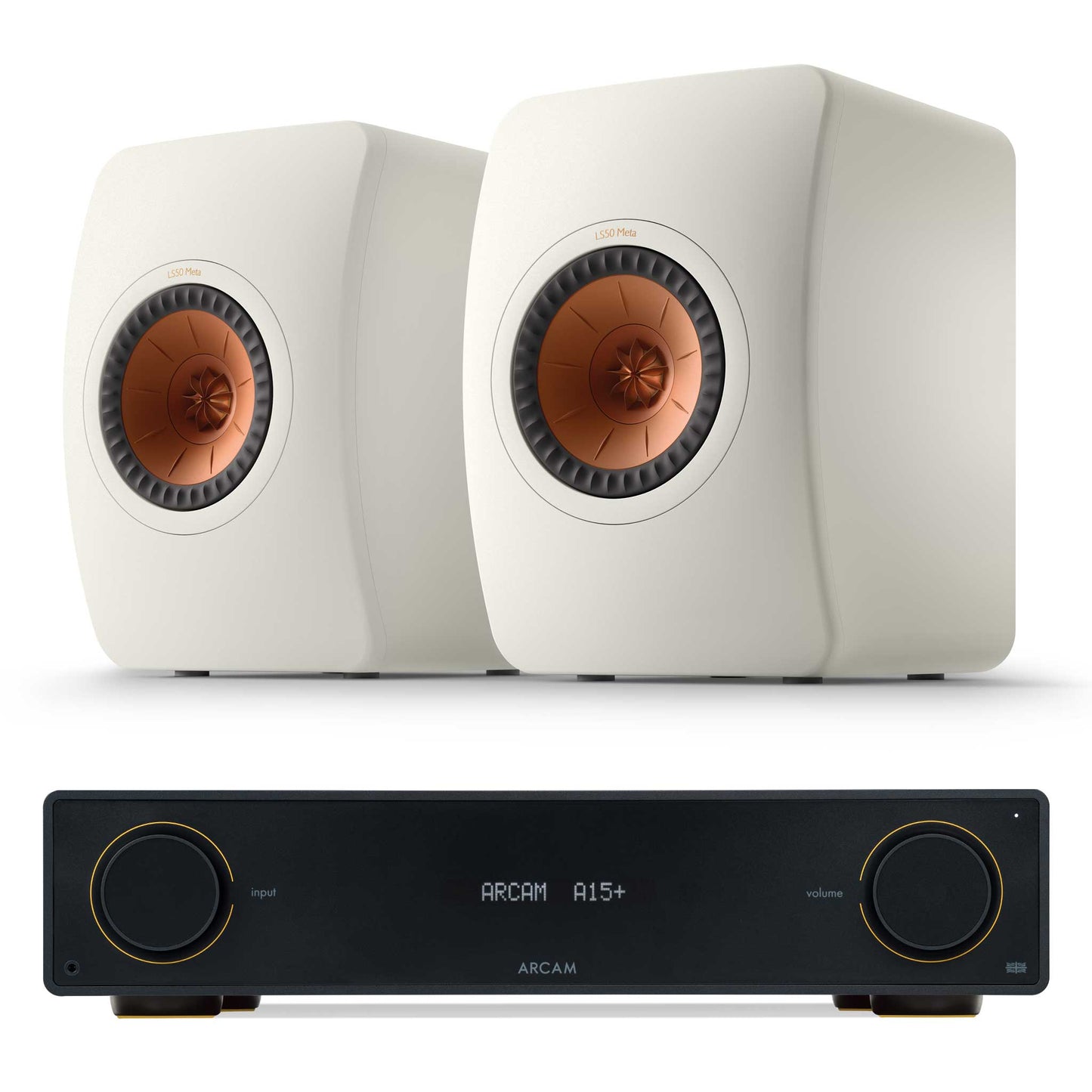 Arcam A15+ with KEF LS50 Meta Mineral White