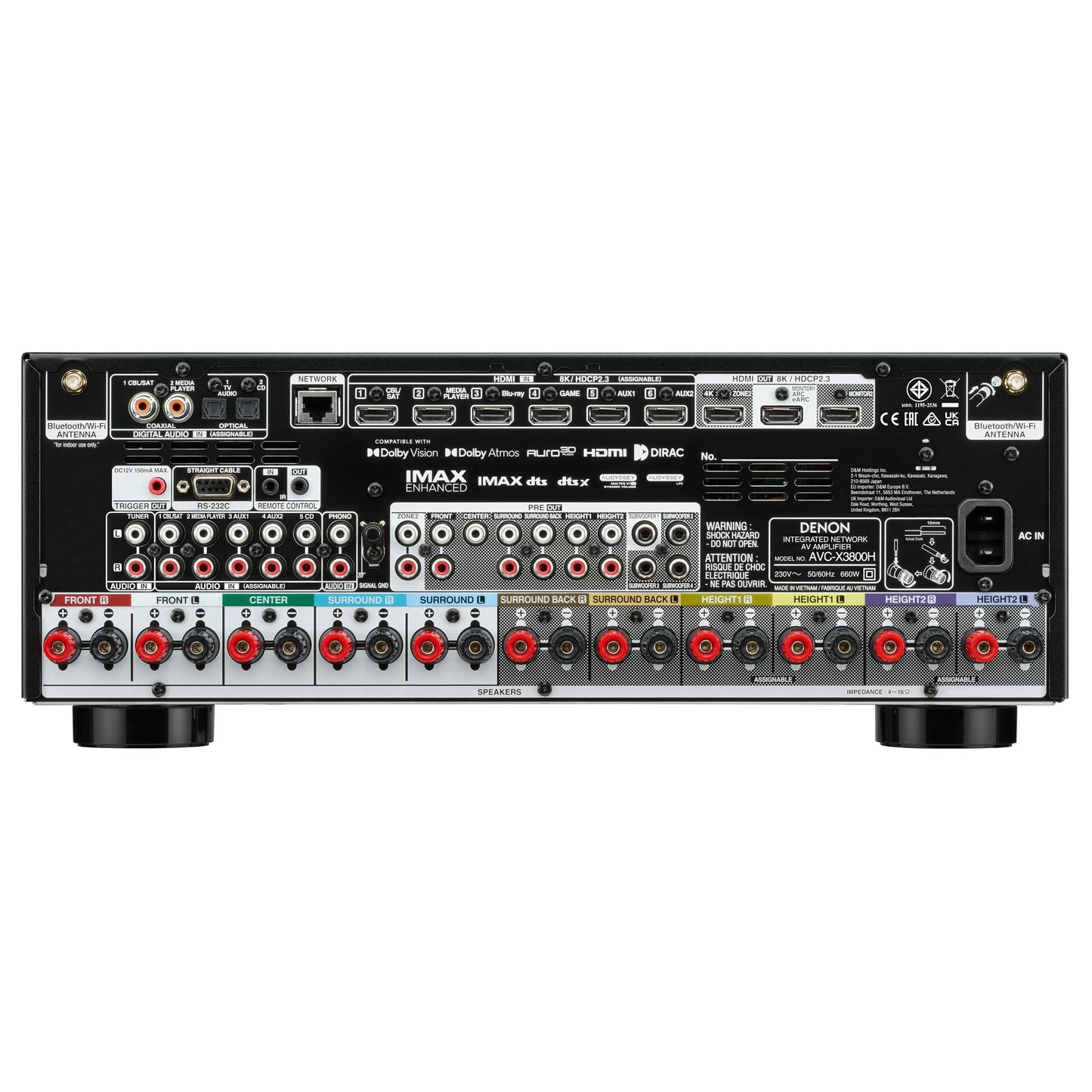 Denon AVC-X3800H Rear View