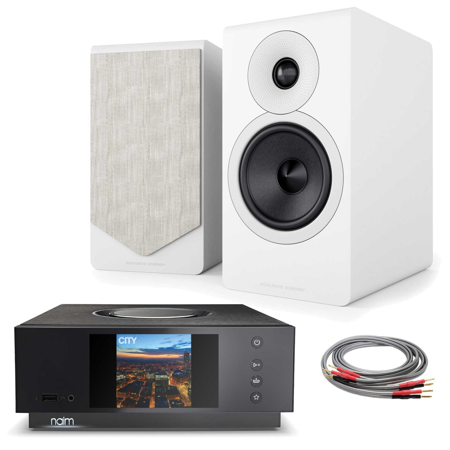 Naim Uniti Atom with Acoustic Energy AE300² Matte White