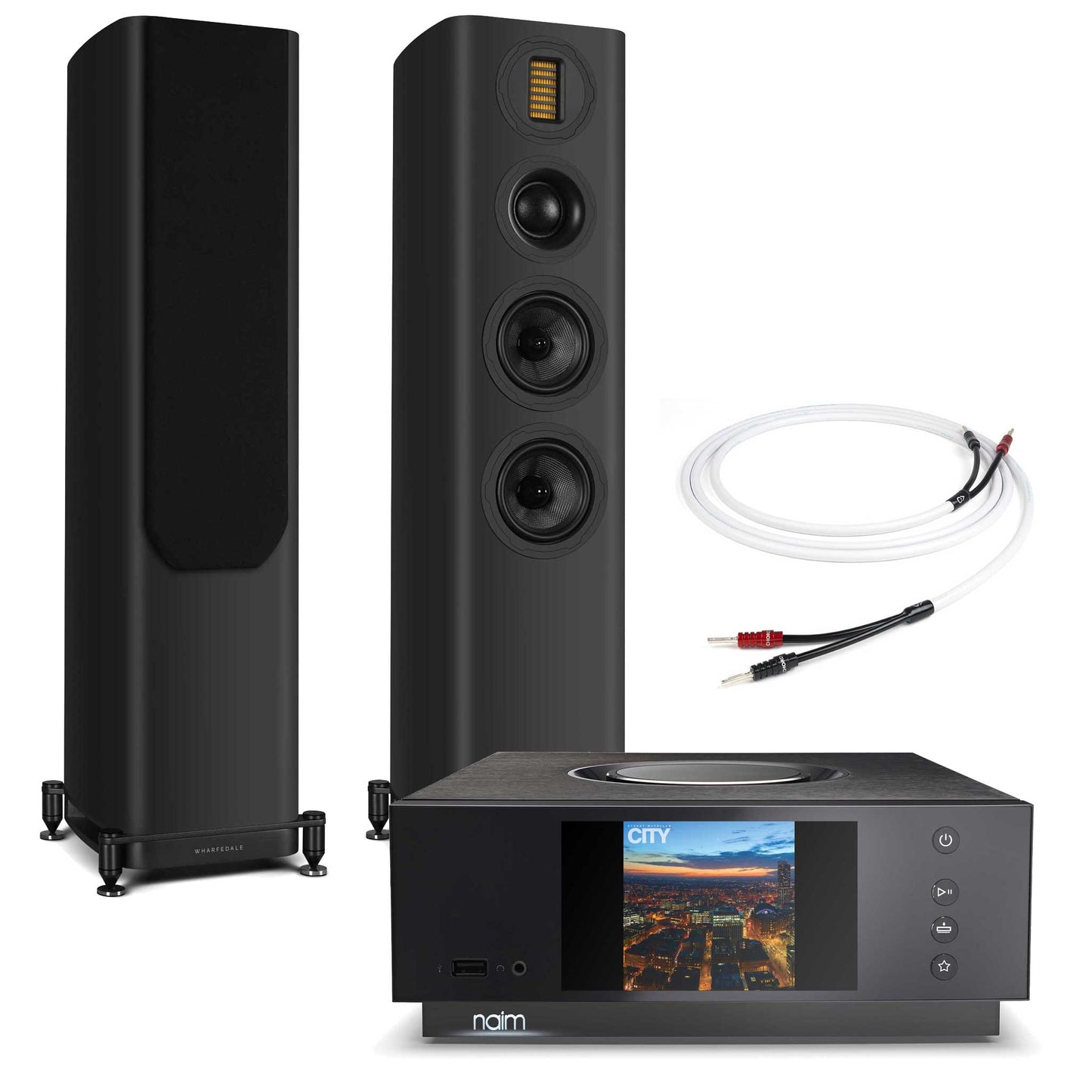 Naim Uniti Atom With Wharfedale Evo 5.3 Speakers Black