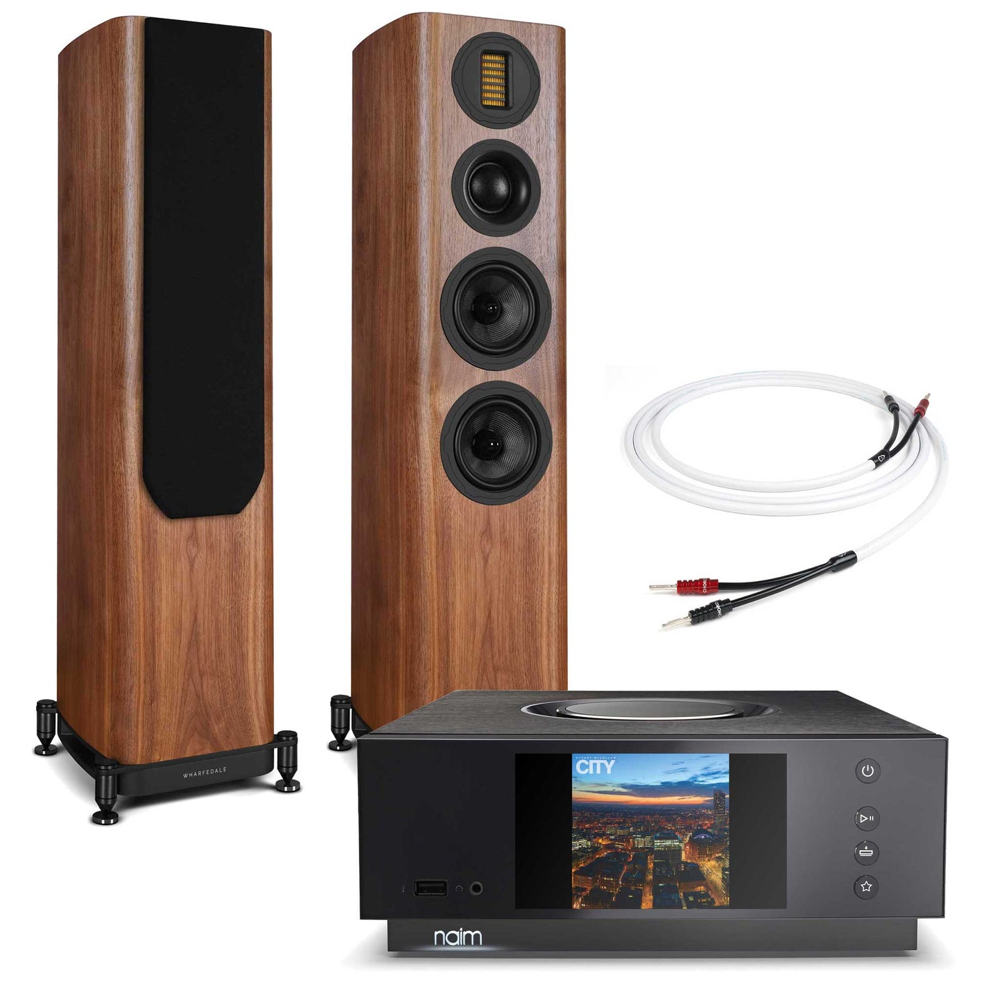 Naim Uniti Atom With Wharfedale Evo 5.3 Speakers Walnut