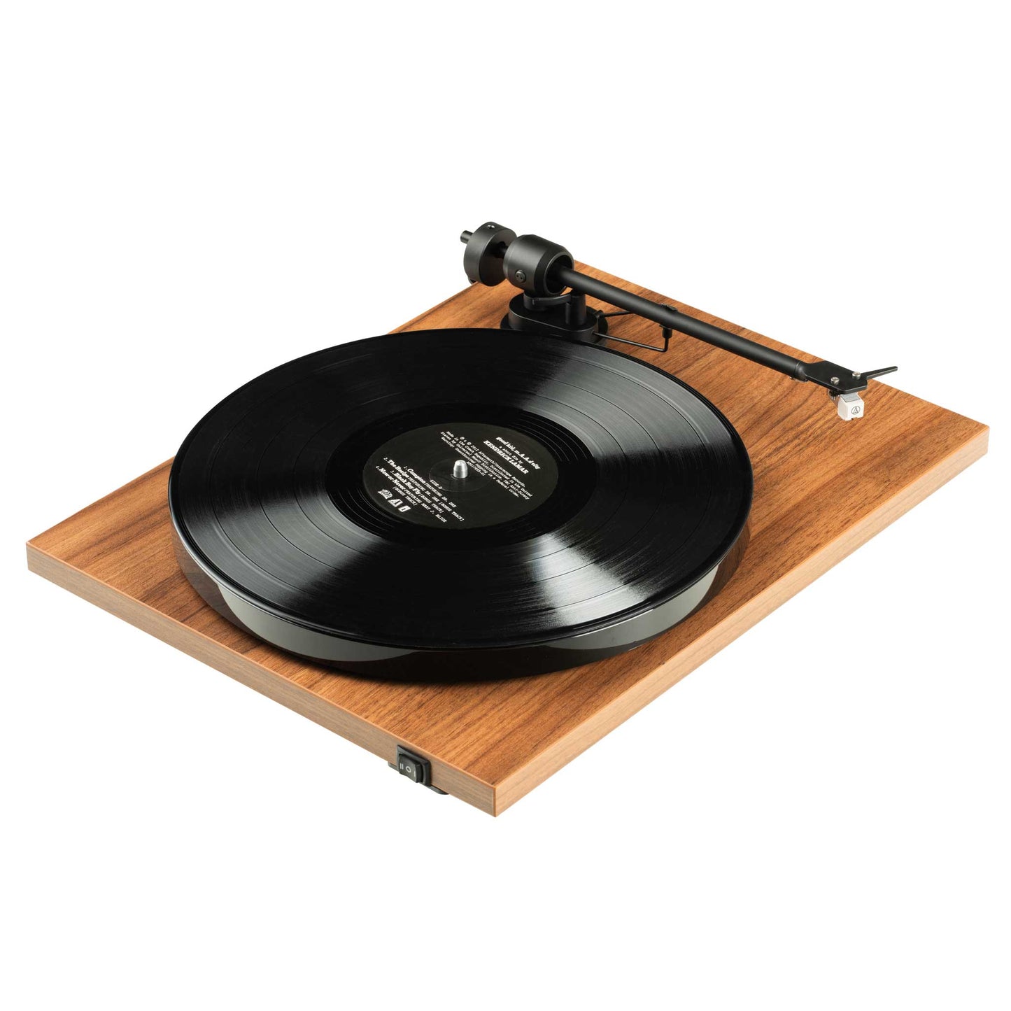 Pro-Ject E1 Phono Turntable Walnut Angled View