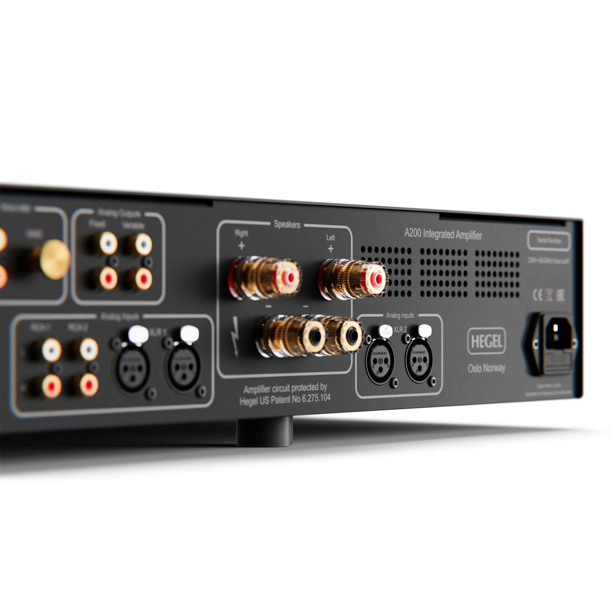 Hegel A200 Integrated Amplifier Black Rear Detail