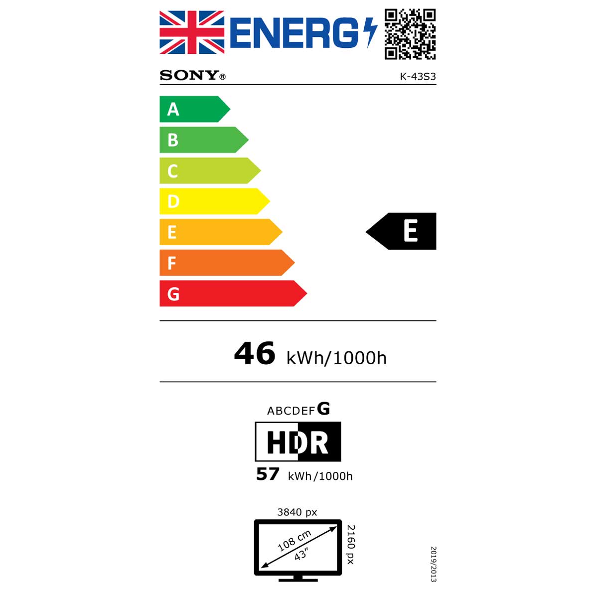 Sony BRAVIA 3 43 Energy Label