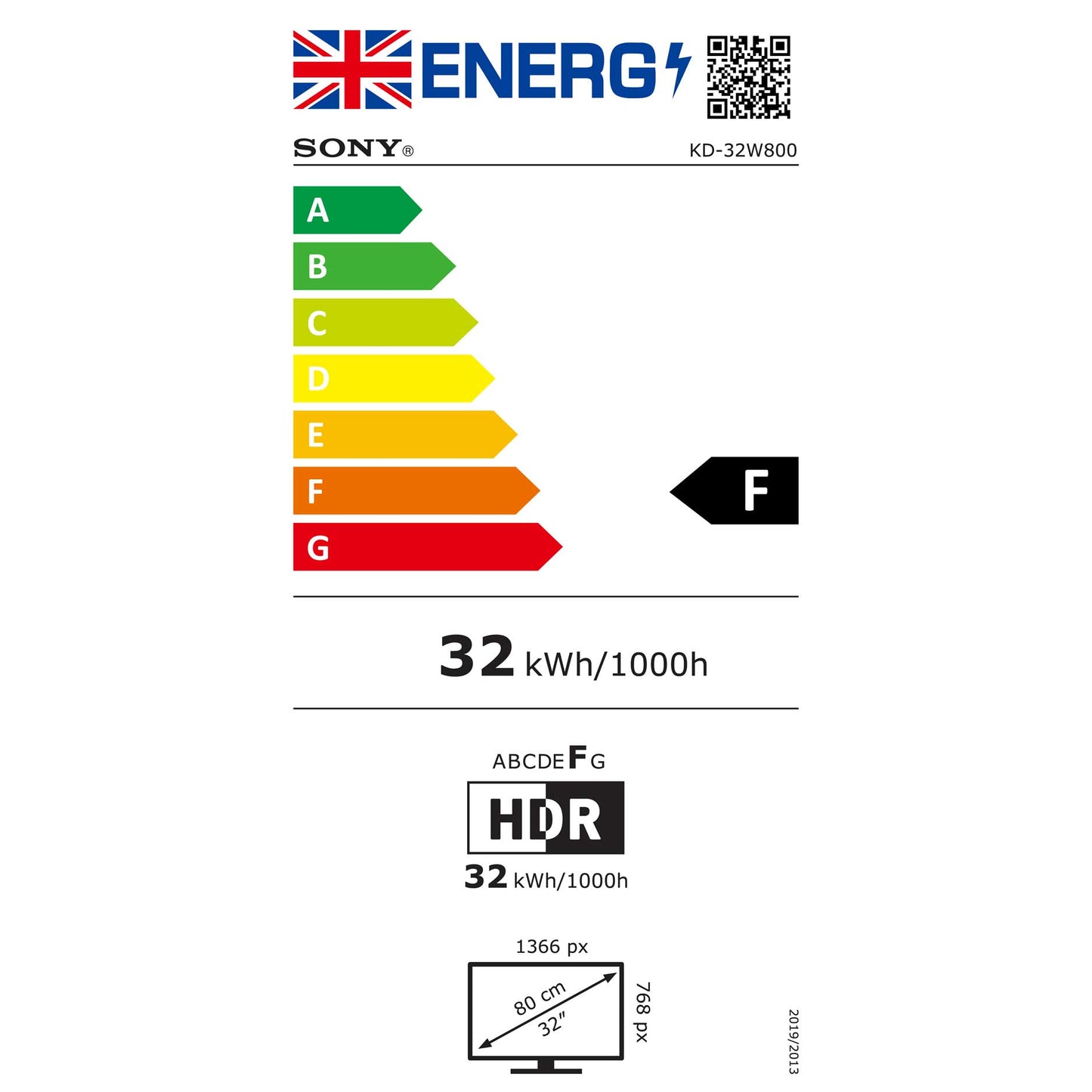 Sony KD32W800 Energy Label