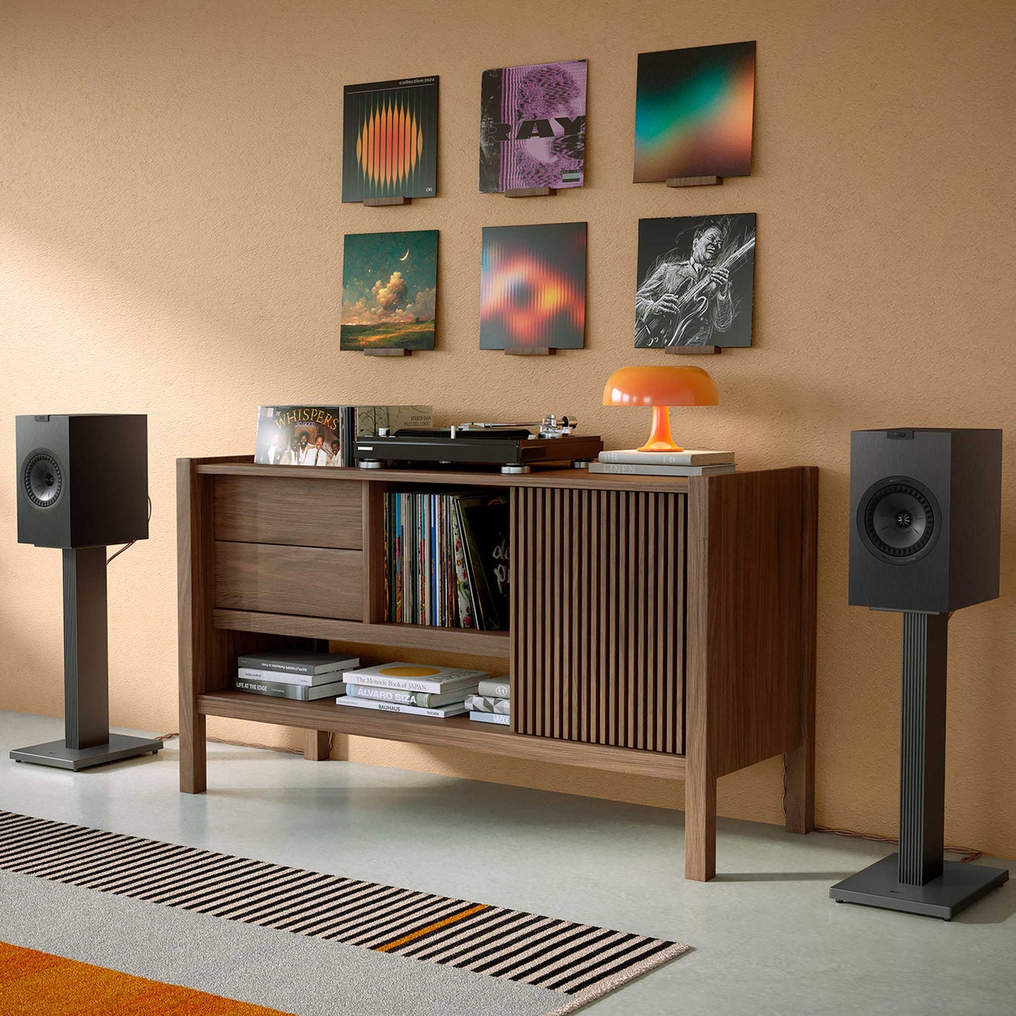 KEF Q3 Meta Satin Black with SQ1 Stands
