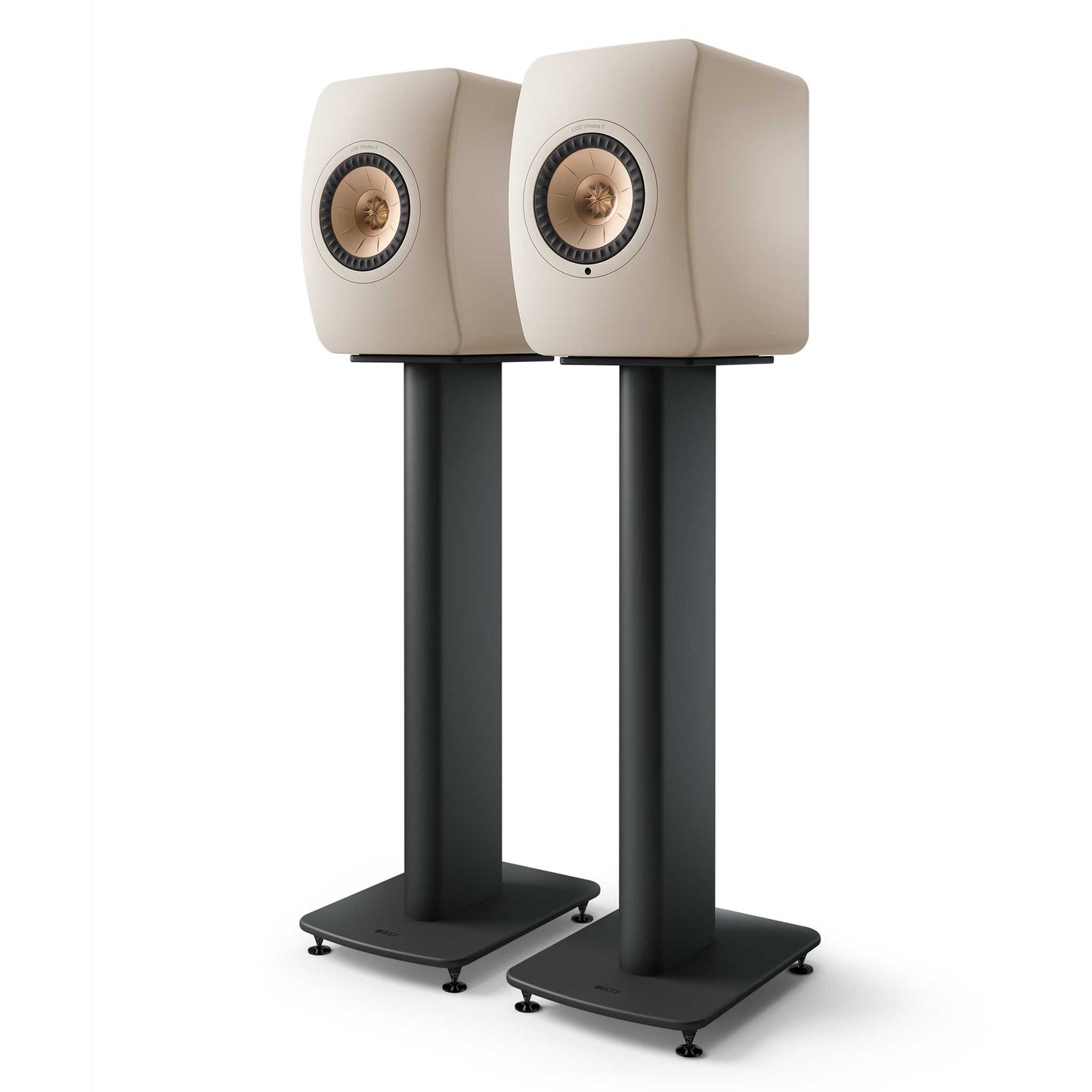 KEF LS50 Wireless II Sand Shell with KEF S2 Stands