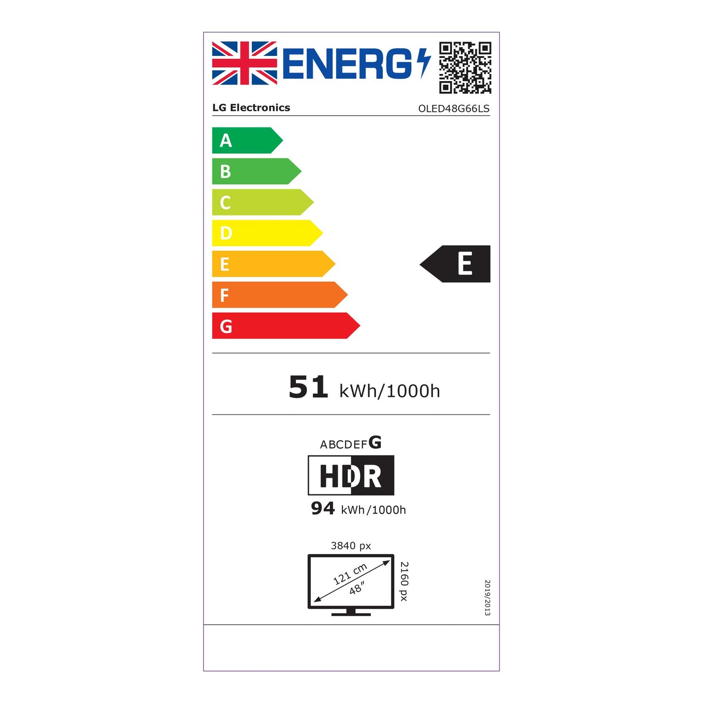 LG OLED48G66LS Energy Label