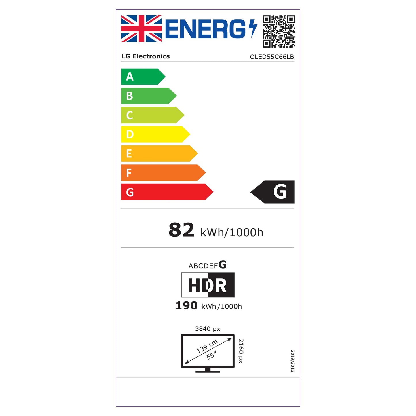 LG OLED55C66LB Energy Label