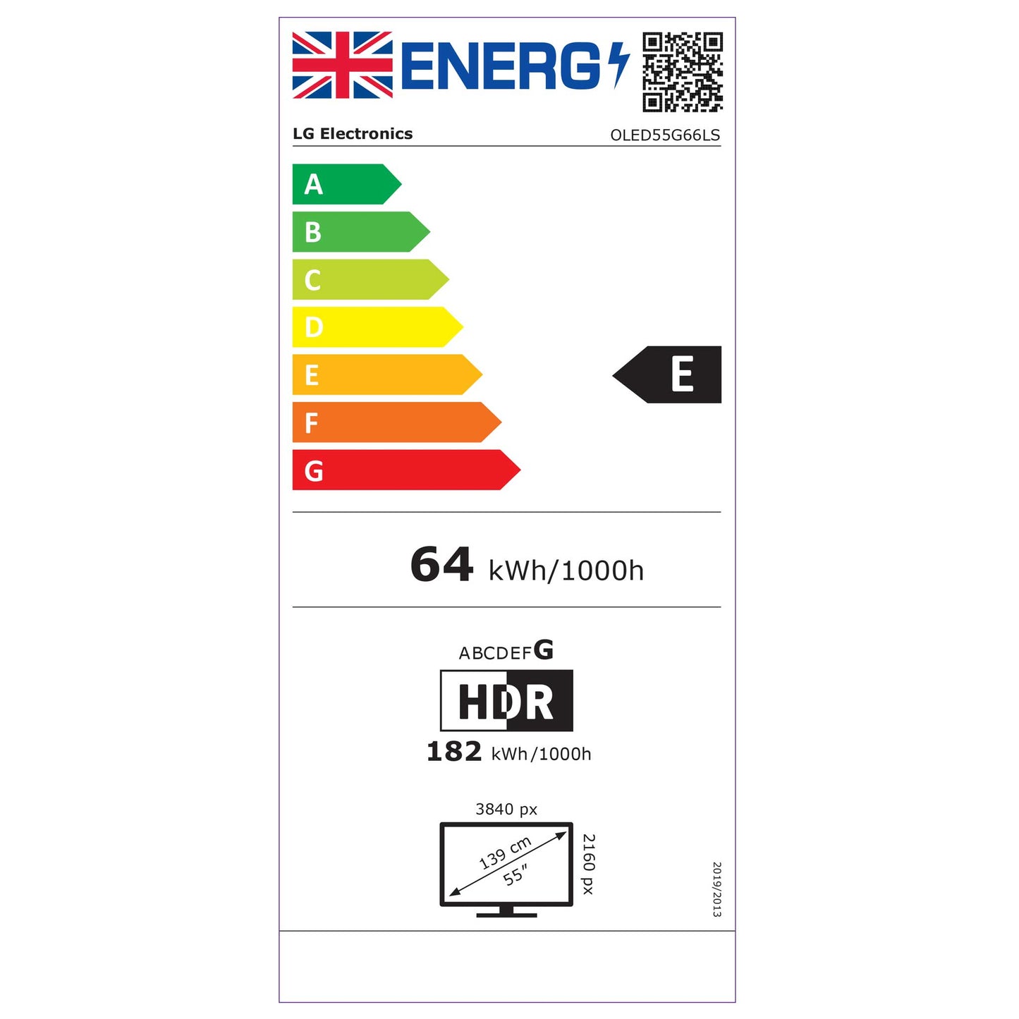 LG OLED55G66LS Energy Label