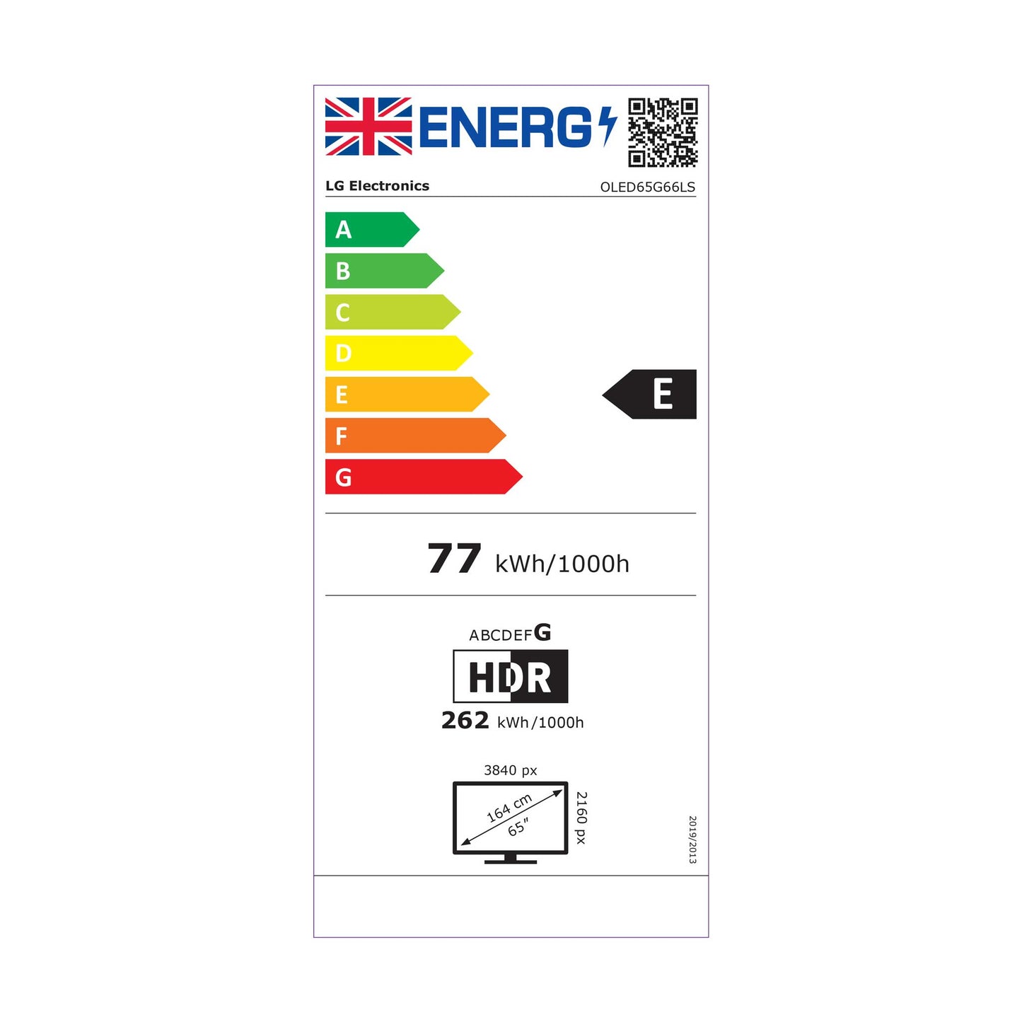 LG OLED65G66LS Energy Label