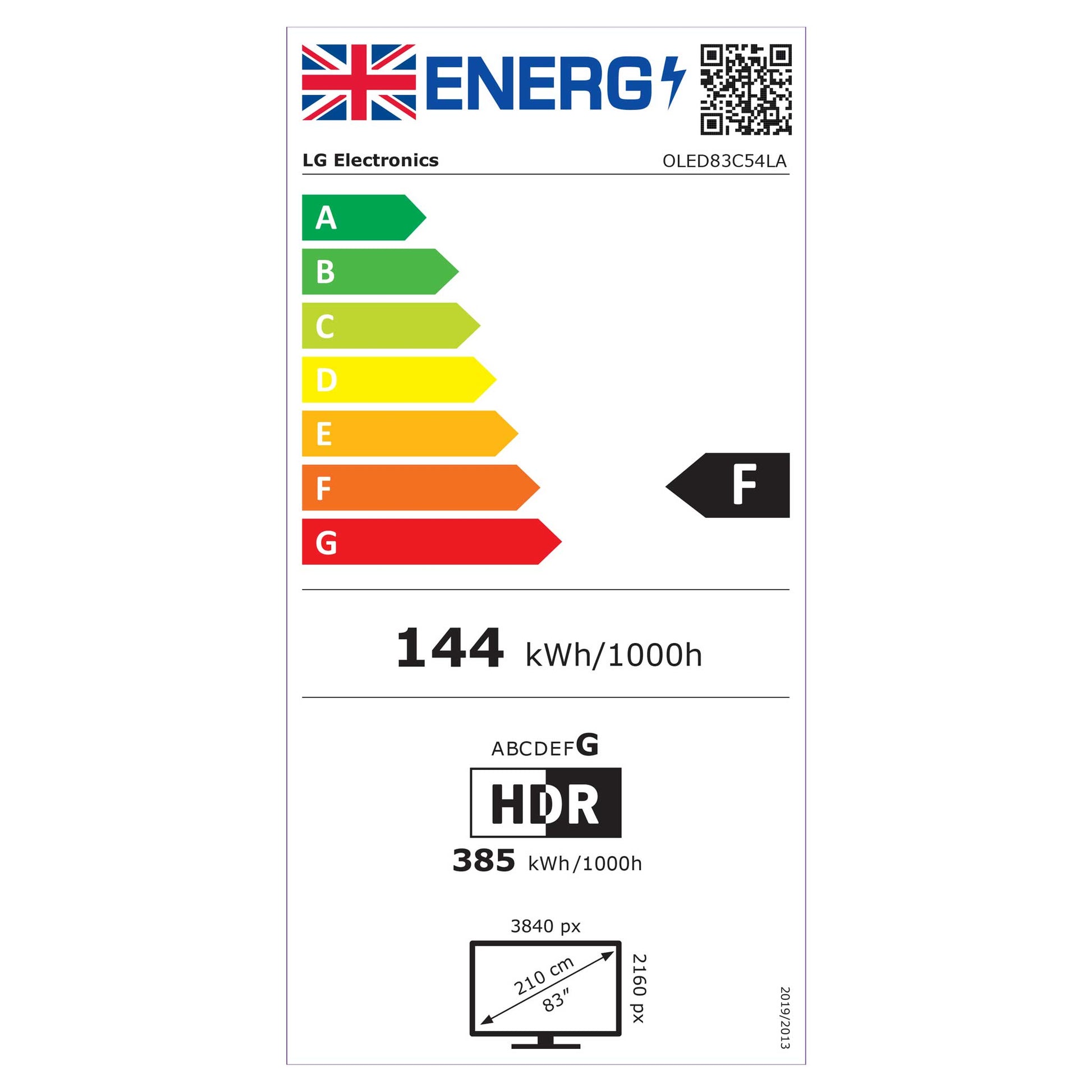 LG OLED83C54LA C5 83" OLED TV Energy Label