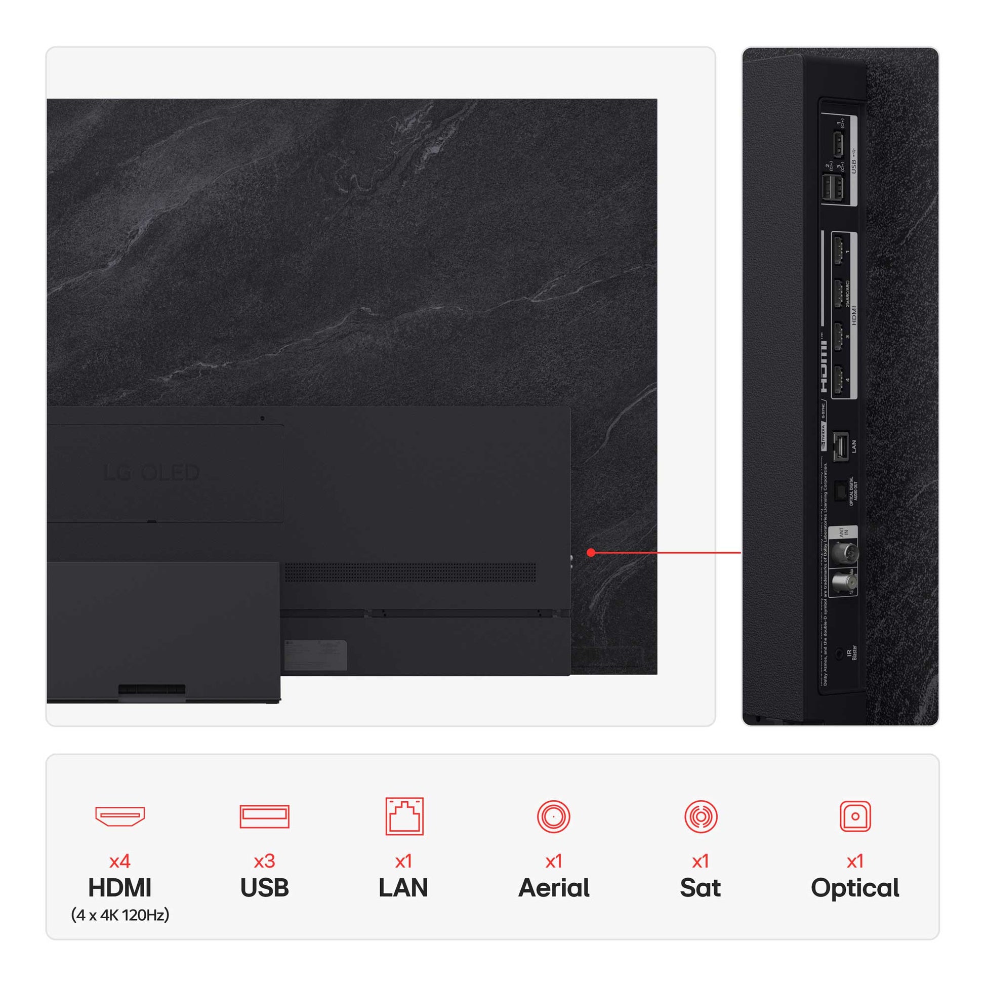 LG OLED83C54LA C5 83" OLED TV Inputs