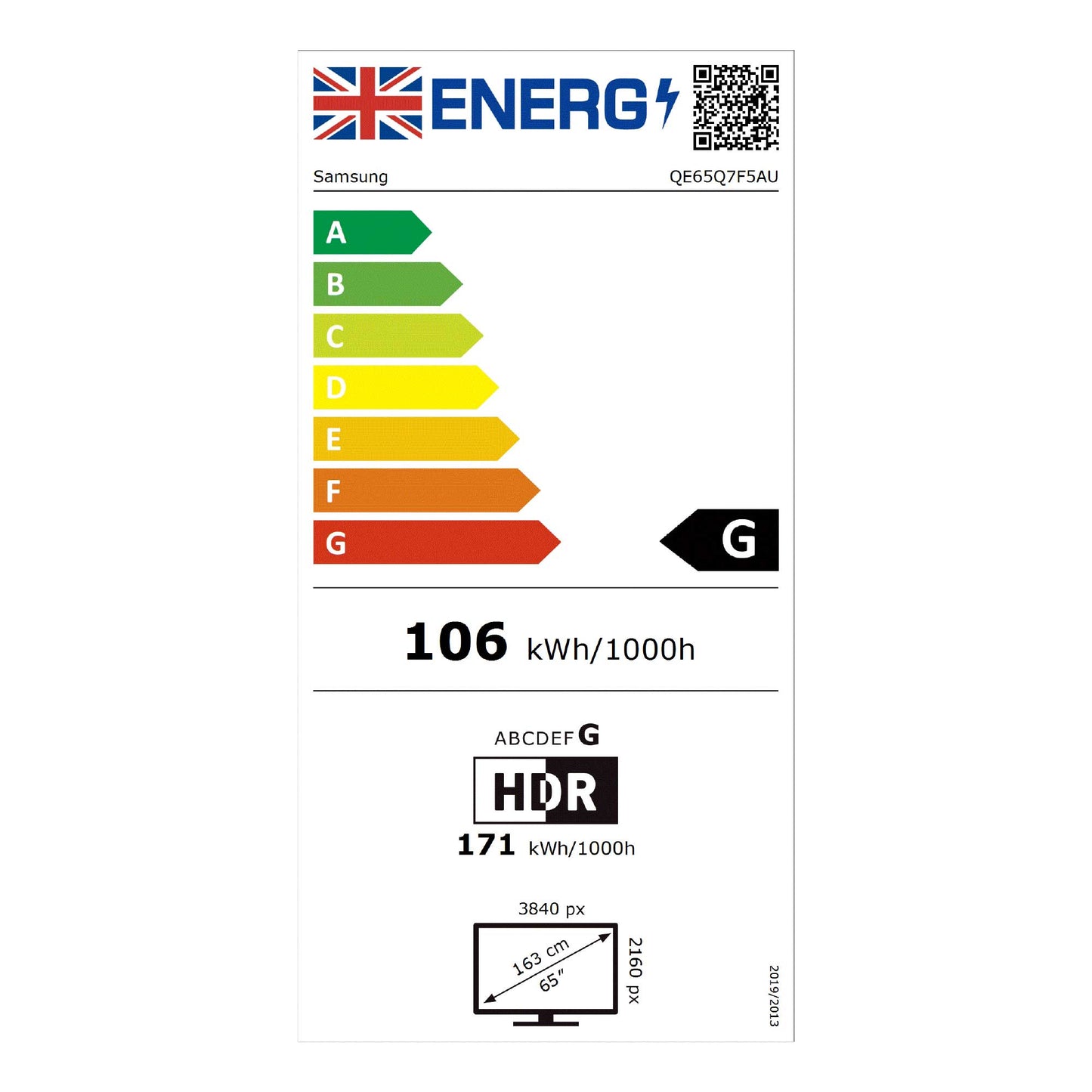 Samsung QE65Q7F5 Energy Label