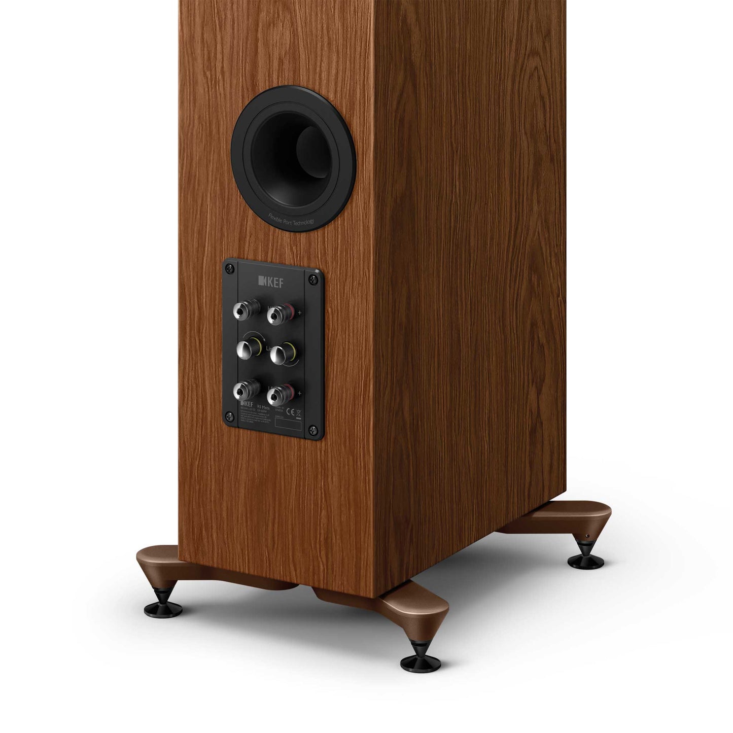 KEF R5 Meta Walnut Speaker Terminals