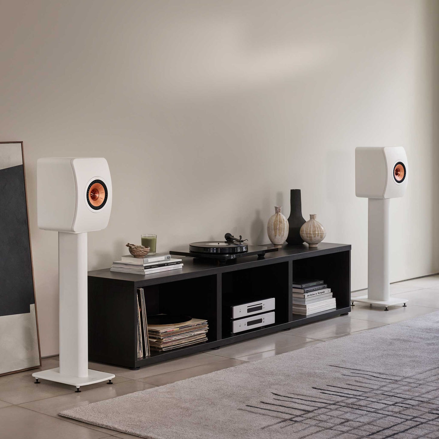 KEF S2 Floor Stands White Room Setting