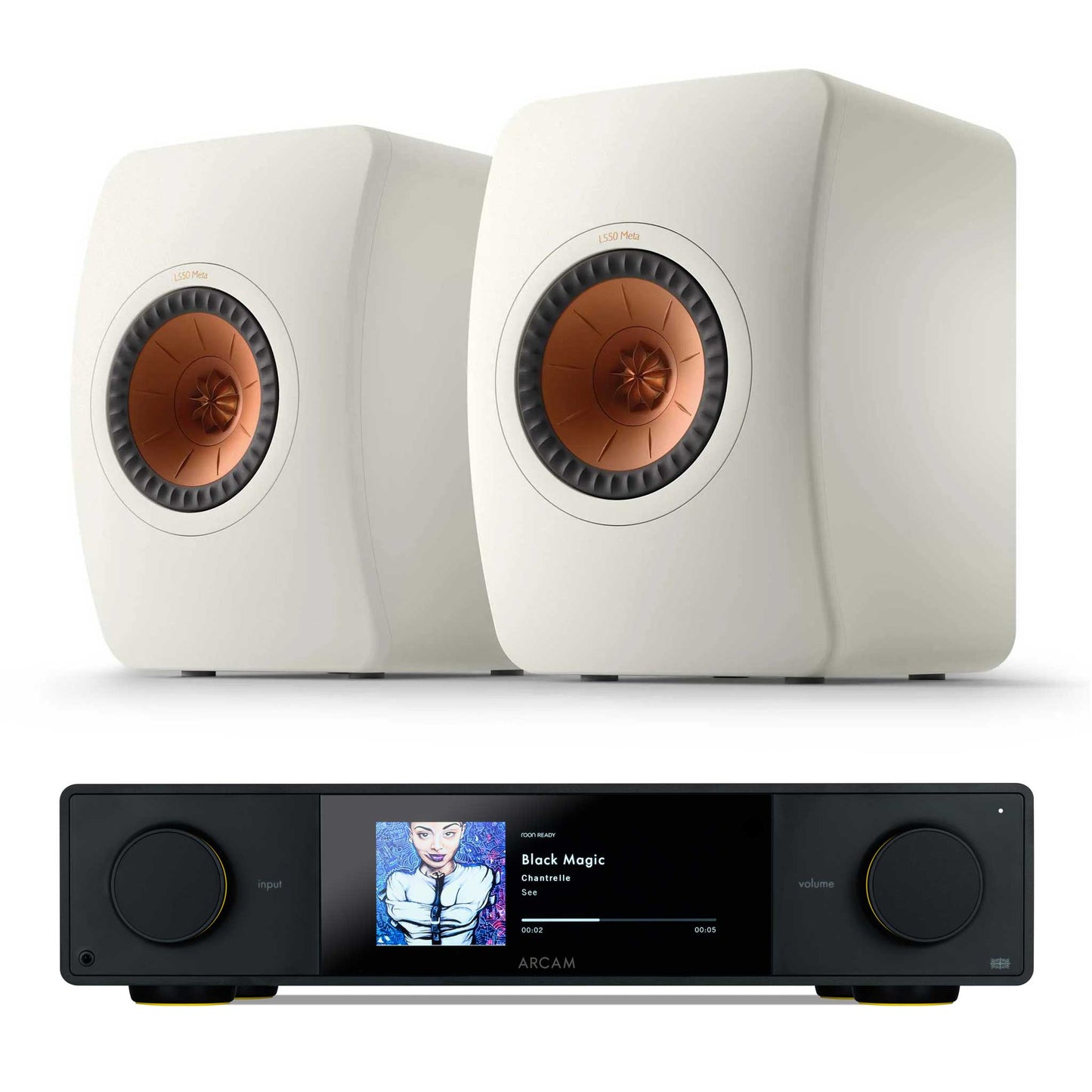 Arcam SA35 with KEF LS50 Meta Mineral White