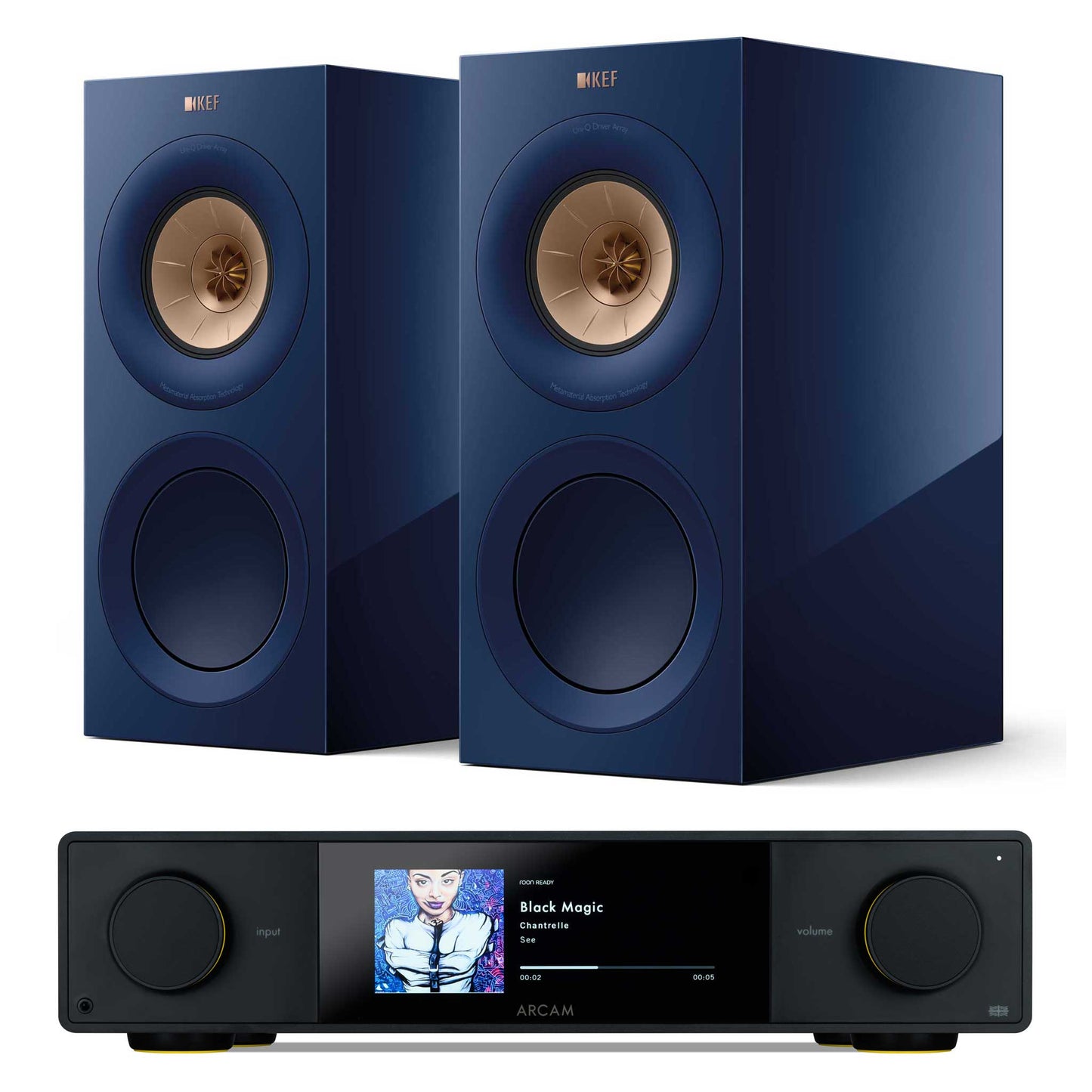 Arcam SA35 with KEF R3 Meta Indigo Gloss
