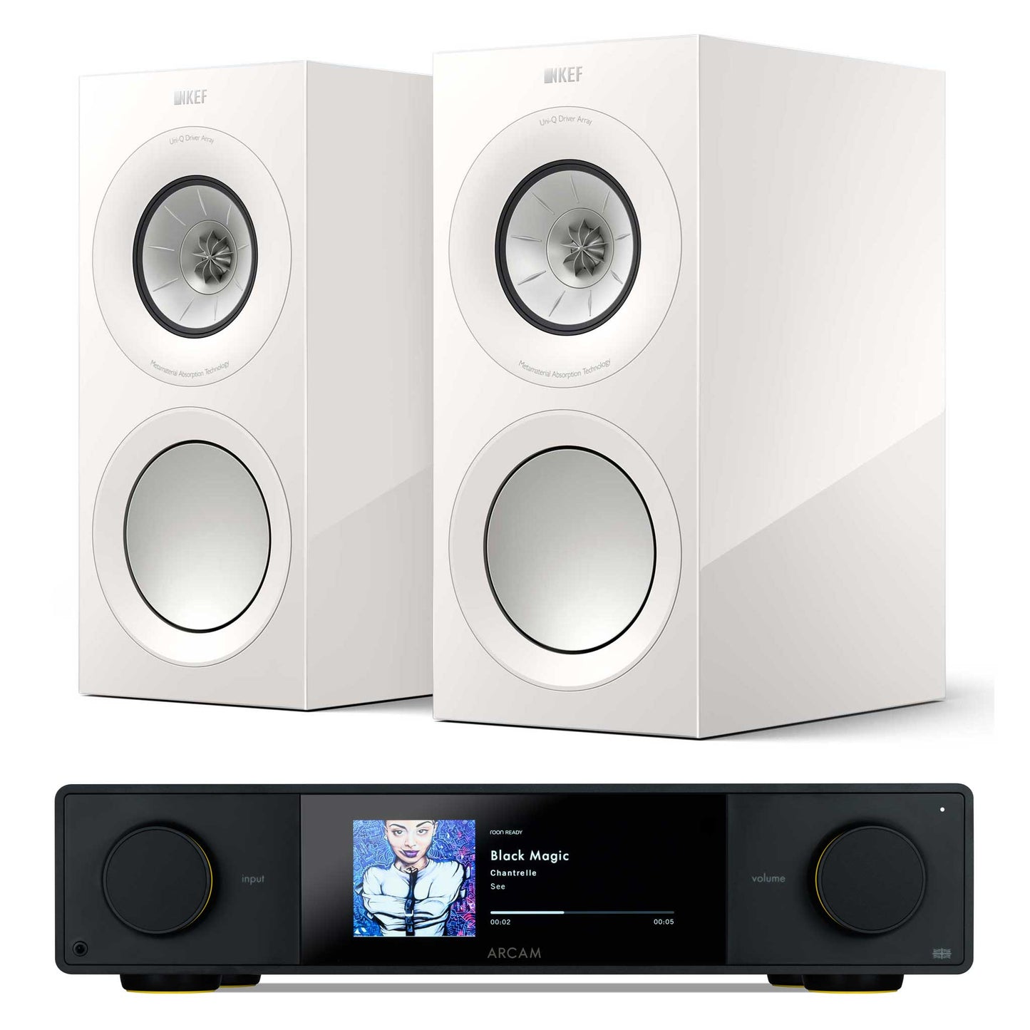 Arcam SA35 with KEF R3 Meta White Gloss