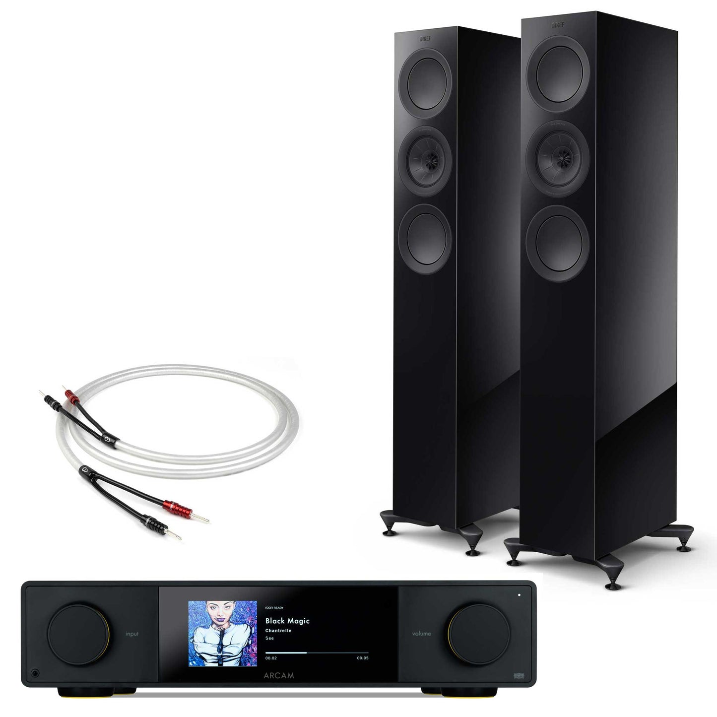Arcam SA35 with KEF R5 Meta Black Gloss