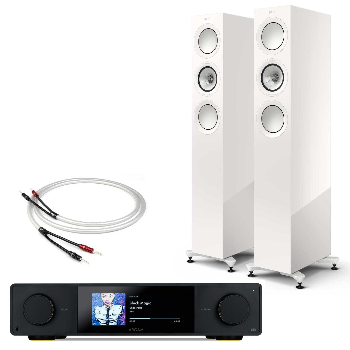 Arcam SA35 with KEF R5 Meta White Gloss