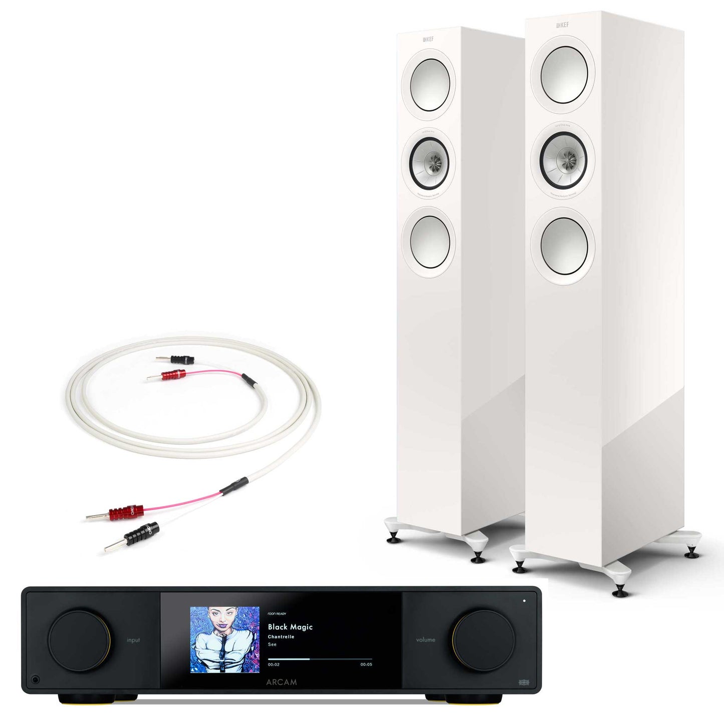 Arcam SA35 with KEF R5 Meta White Gloss