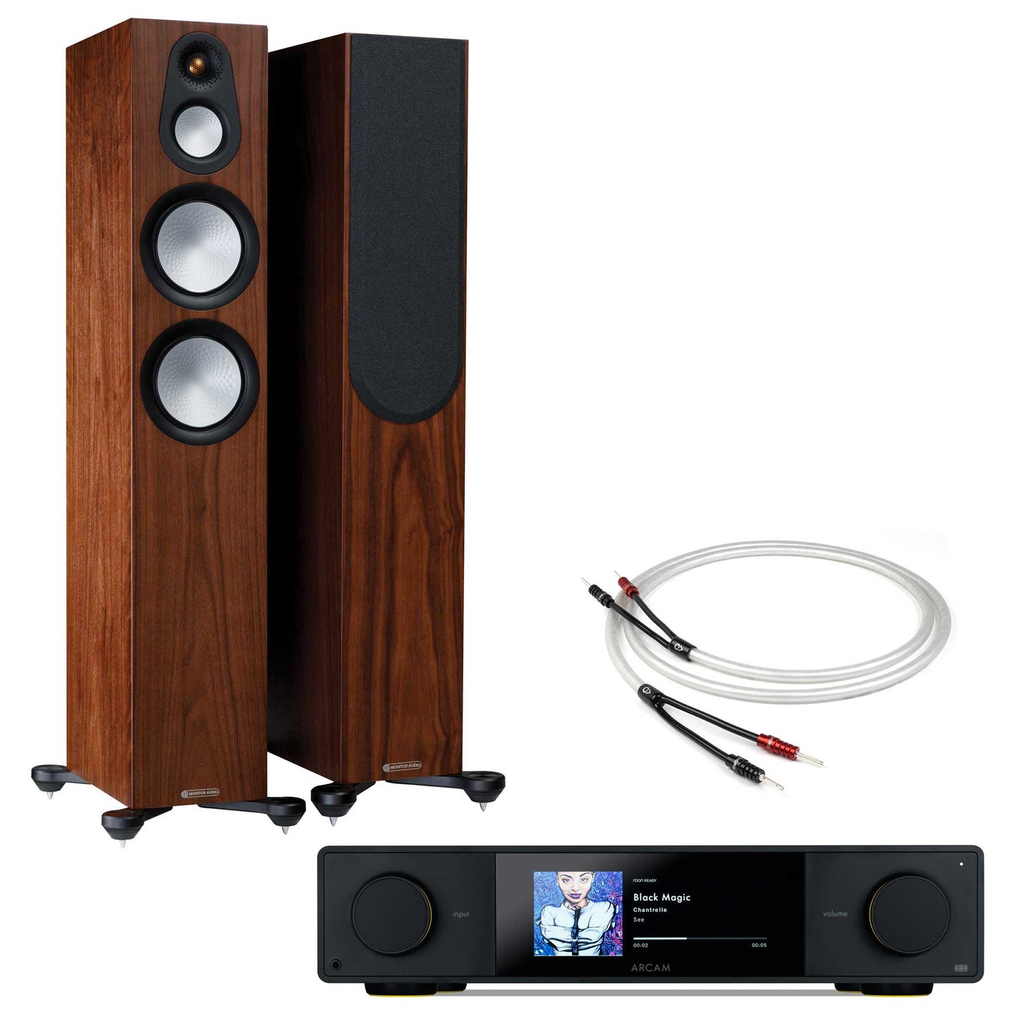 Arcam SA35 with Monitor Audio Silver 300 7G Walnut