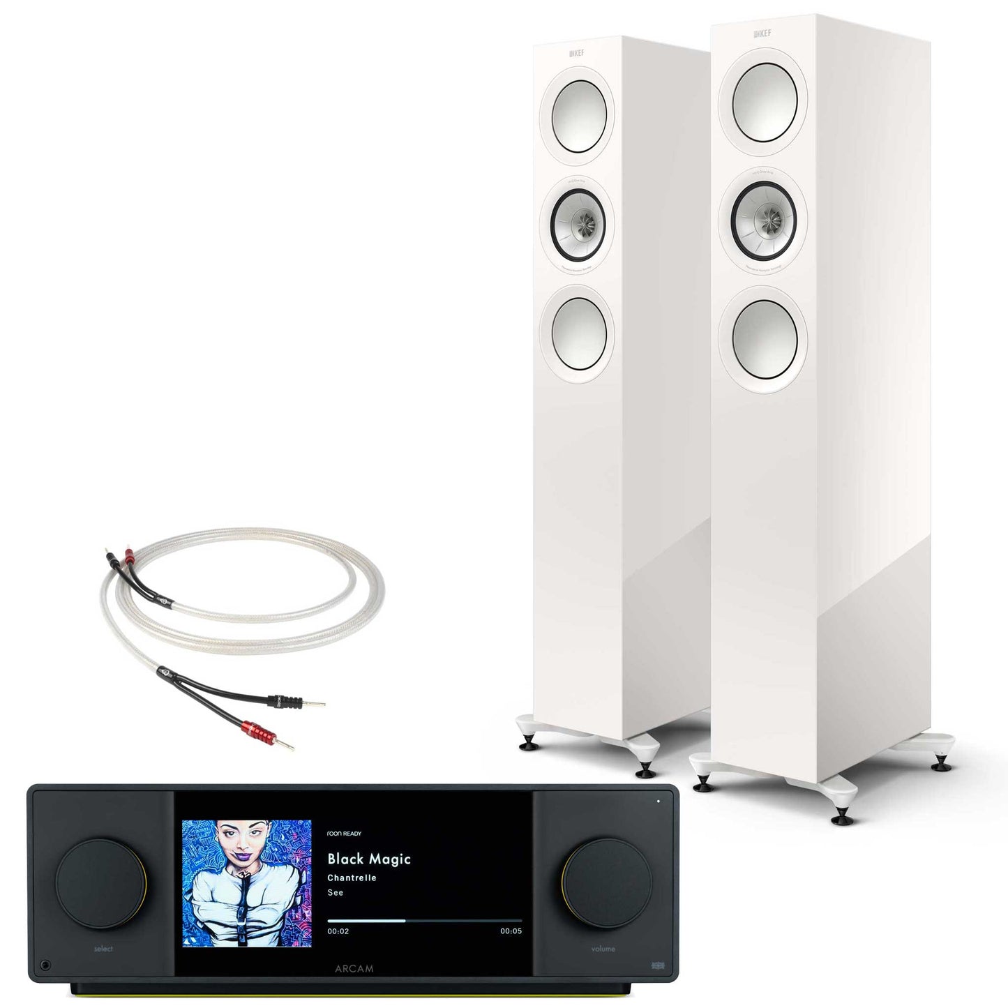 Arcam SA45 with KEF R5 Meta Gloss White