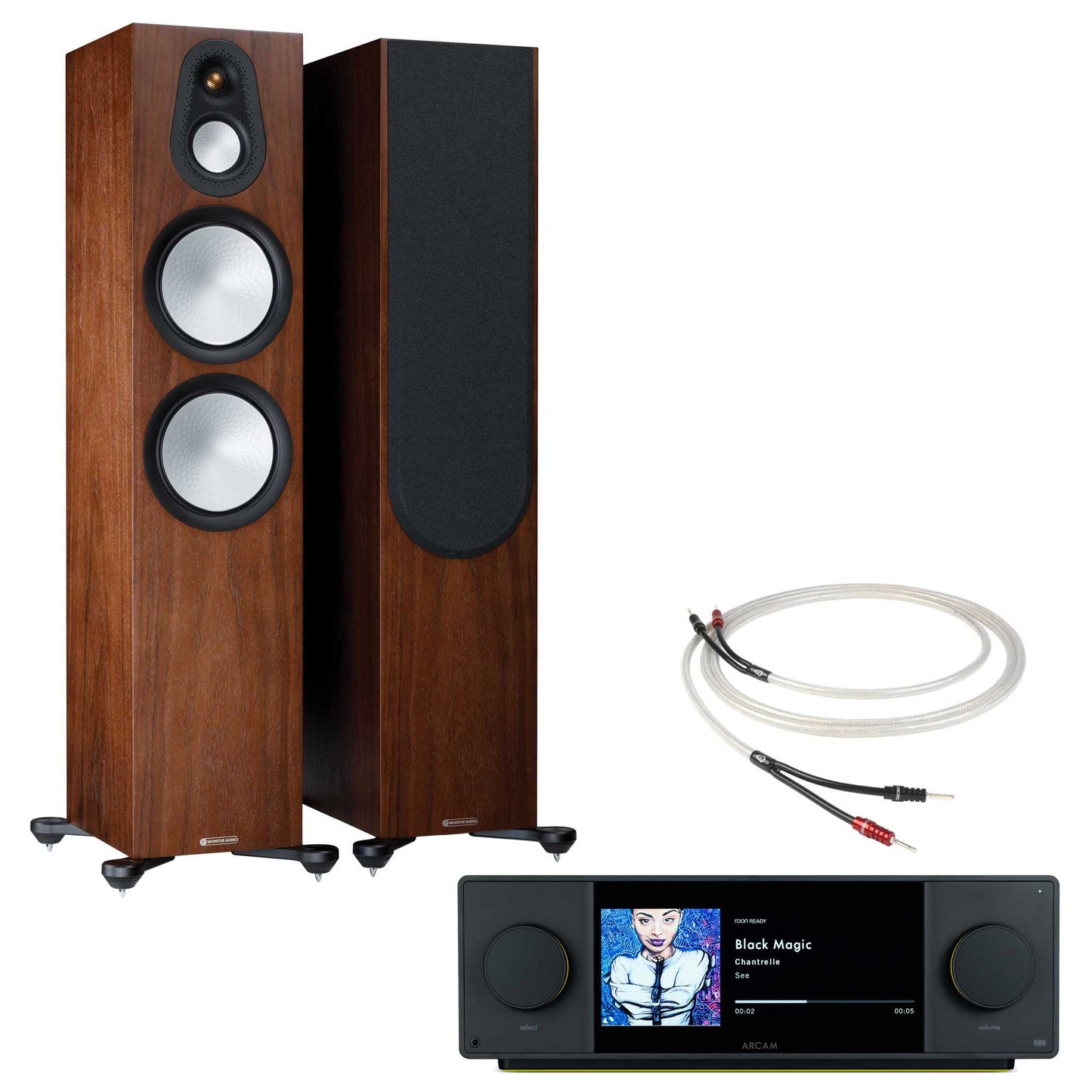 Arcam SA45 with Monitor Audio Silver 500 Walnut