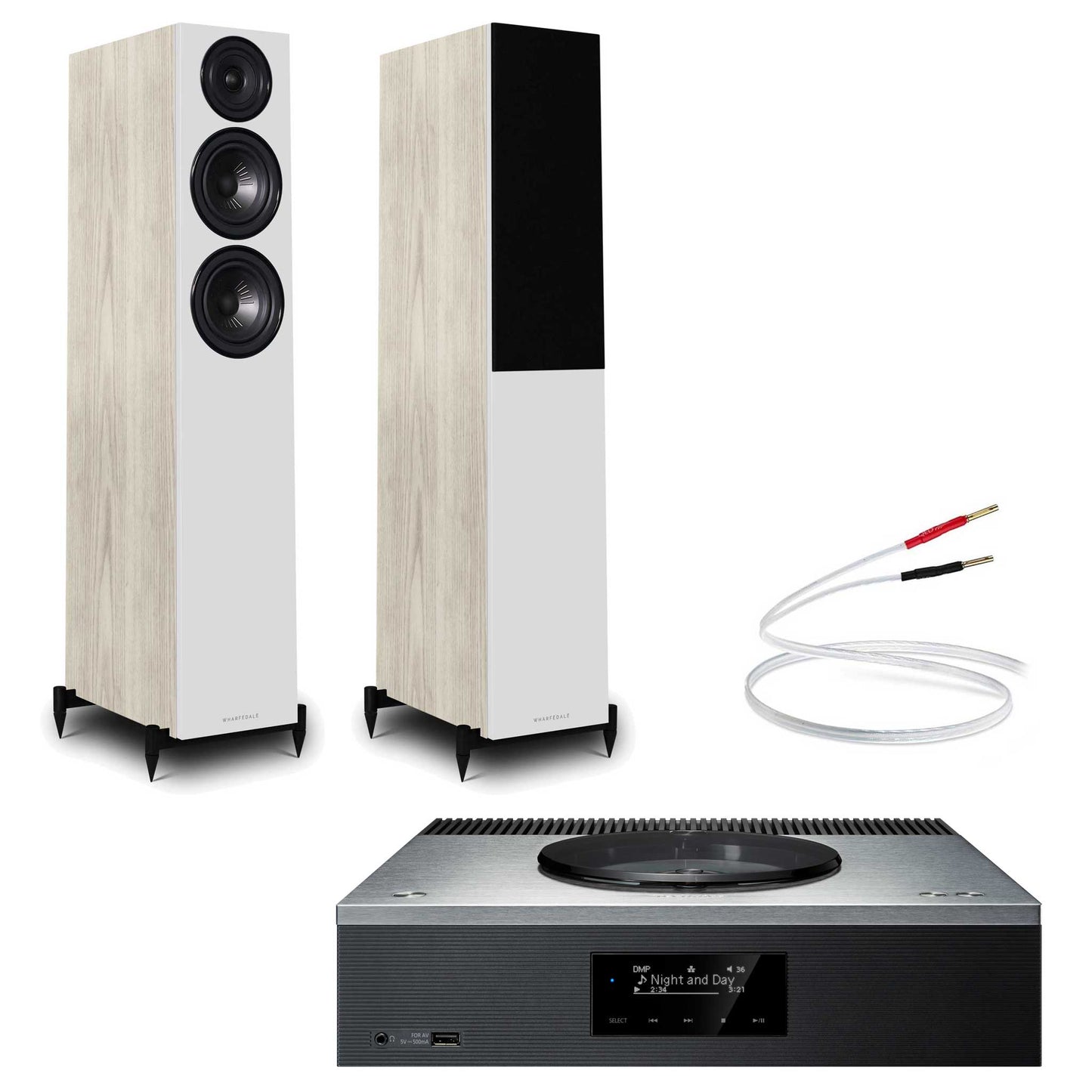 Technics SA-C600 Silver with Warfedale Diamond 12.3 Light Oak