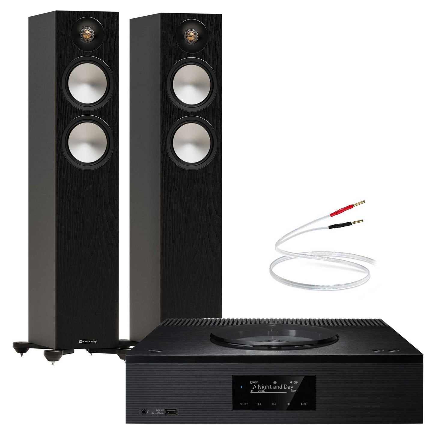 Technics SA-C600 Black with Monitor Audio Bronze 300 7G Black
