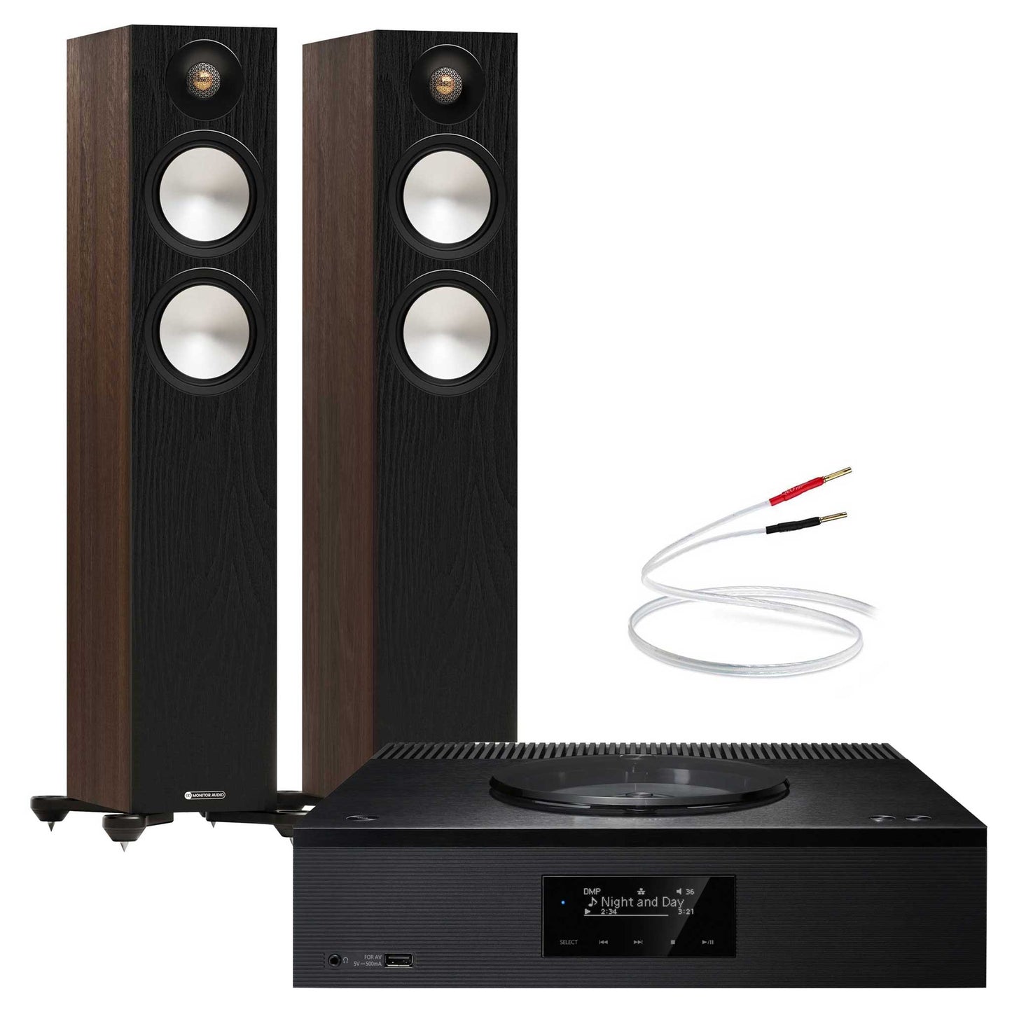 Technics SA-C600 Black with Monitor Audio Bronze 300 7G Walnut