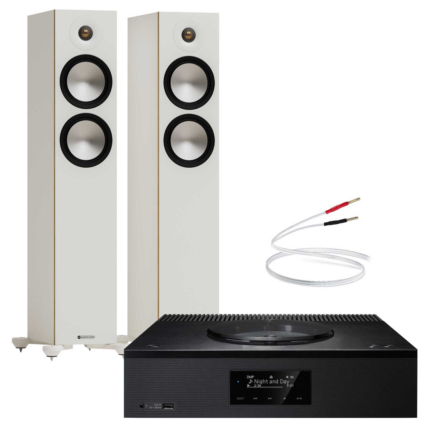 Technics SA-C600 Black with Monitor Audio Bronze 300 7G Wite