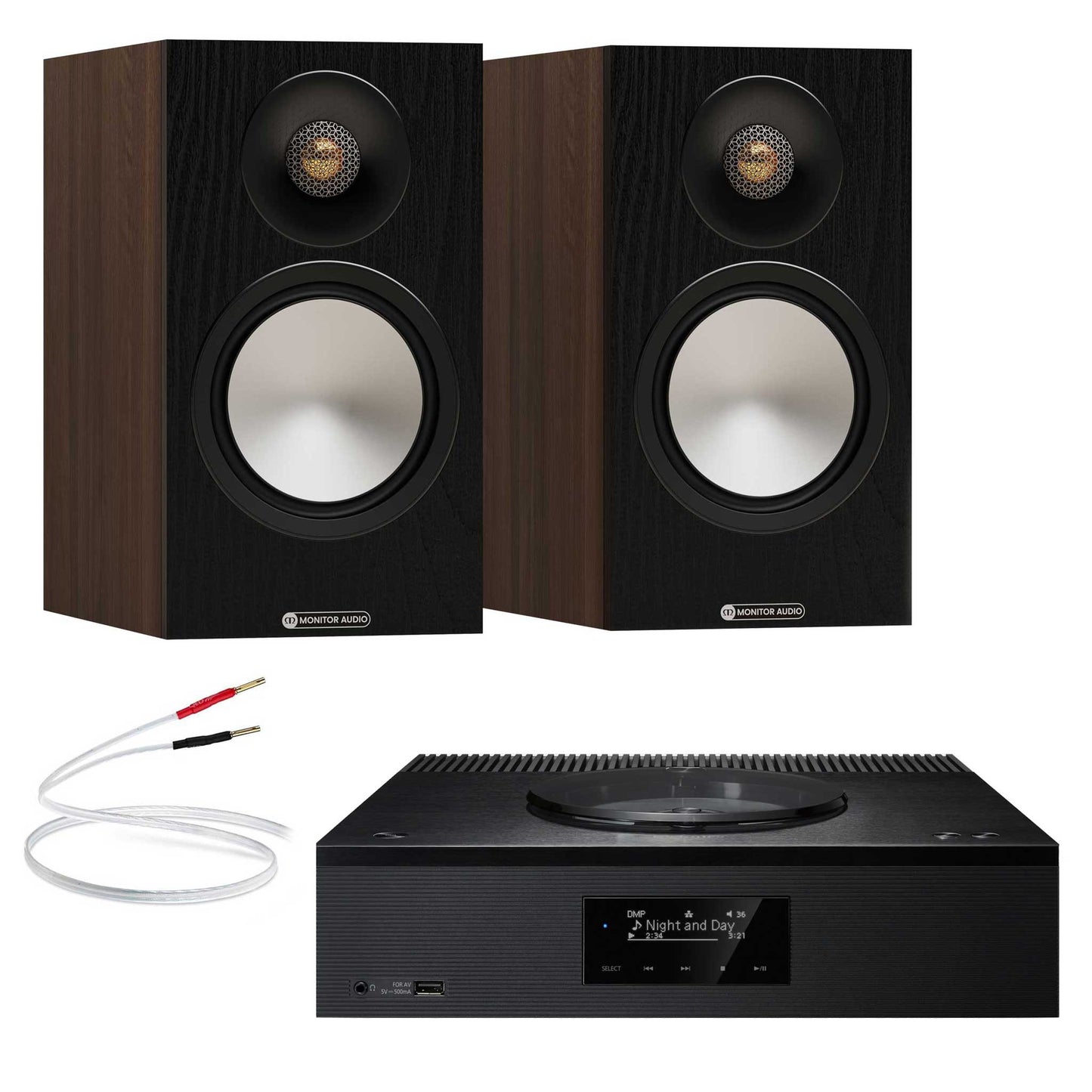 Technics SA-C600 Black with Monitor Audio Bronze 50 7G Walnut