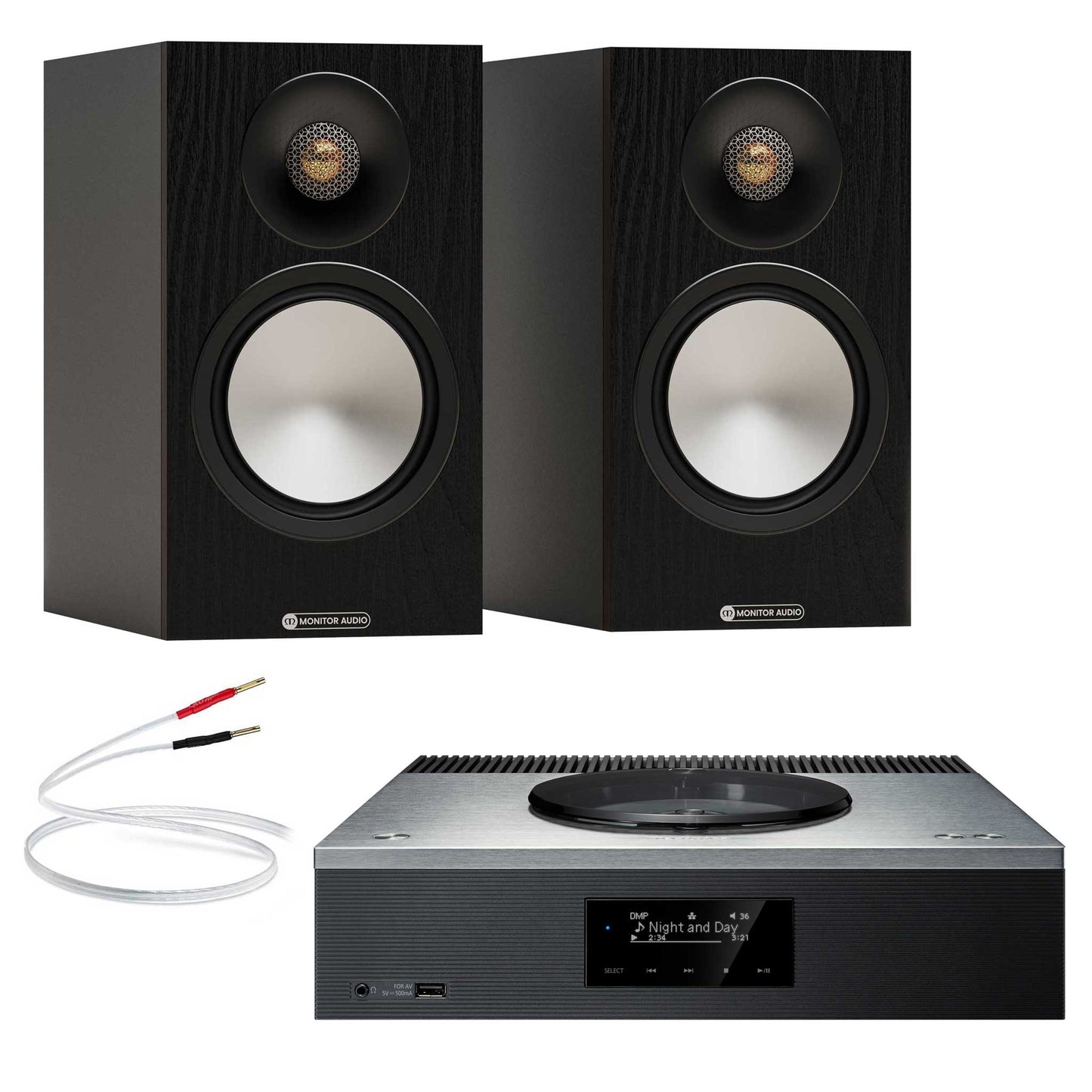 Technics SA-C600 Silver with Monitor Audio Bronze 50 7G Black