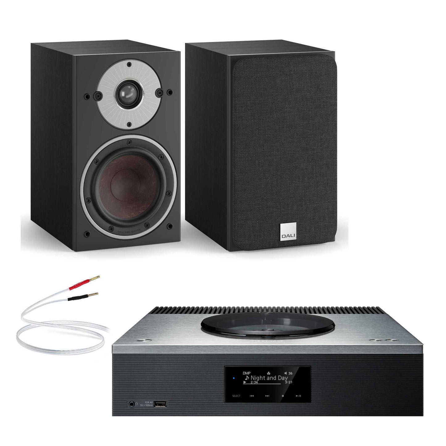 Technics SA-C600 Silver with Dali Oberon 1 Black