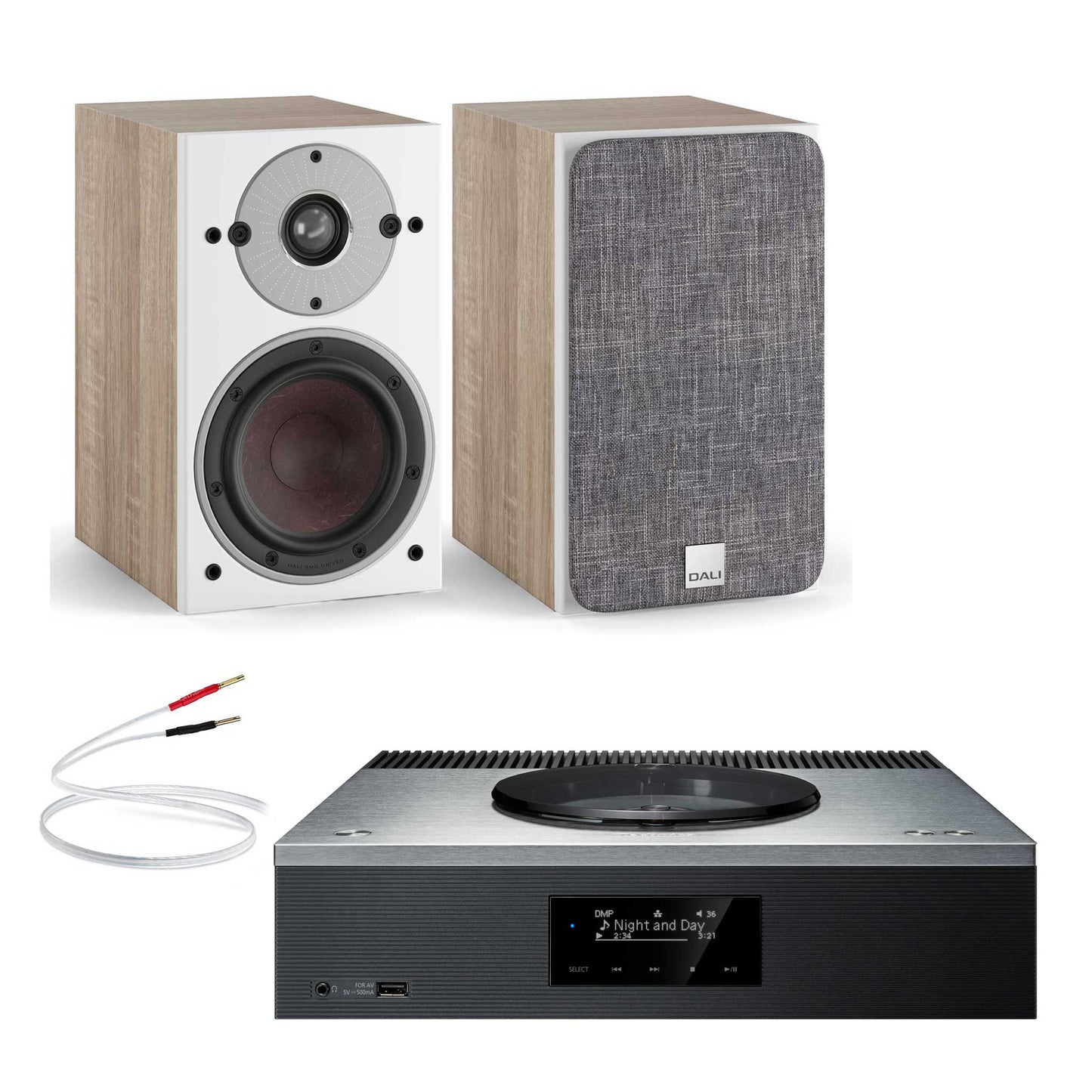 Technics SA-C600 Silver with Dali Oberon 1 Light Oak