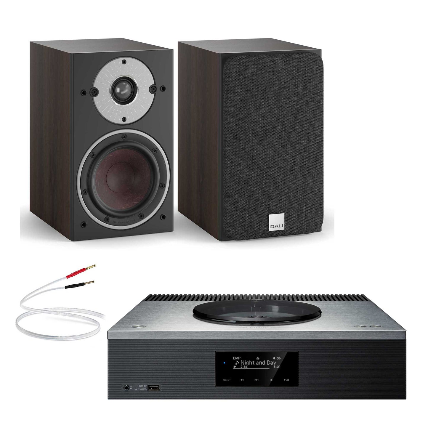 Technics SA-C600 Silver with Dali Oberon 1 Walnut
