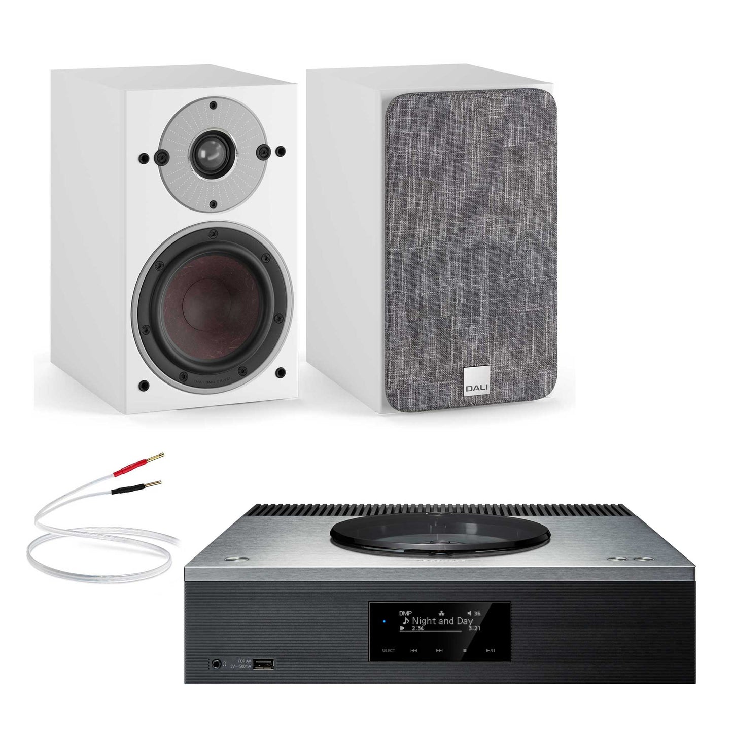 Technics SA-C600 Silver with Dali Oberon 1 White
